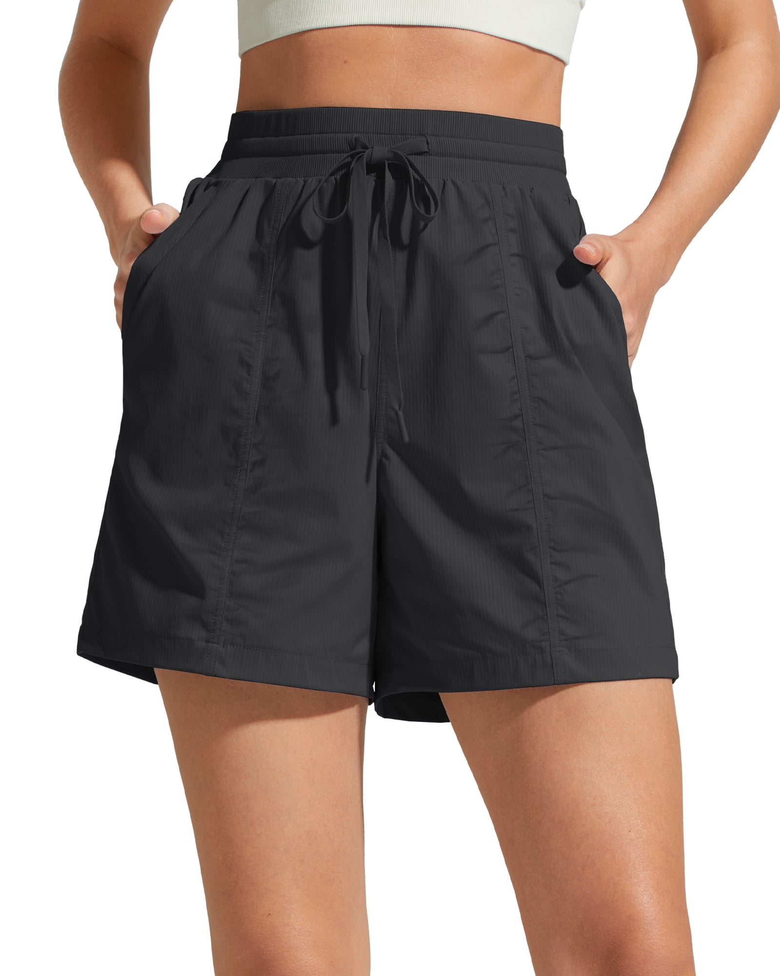 G4Free - G4Free 4" High Waisted Casual Shorts with Pockets -GF26E847A001A-S-GF26E847A001B-M-GF26E847A001C-L-GF26E847A001D-XL-GF26E847A001E-XXL