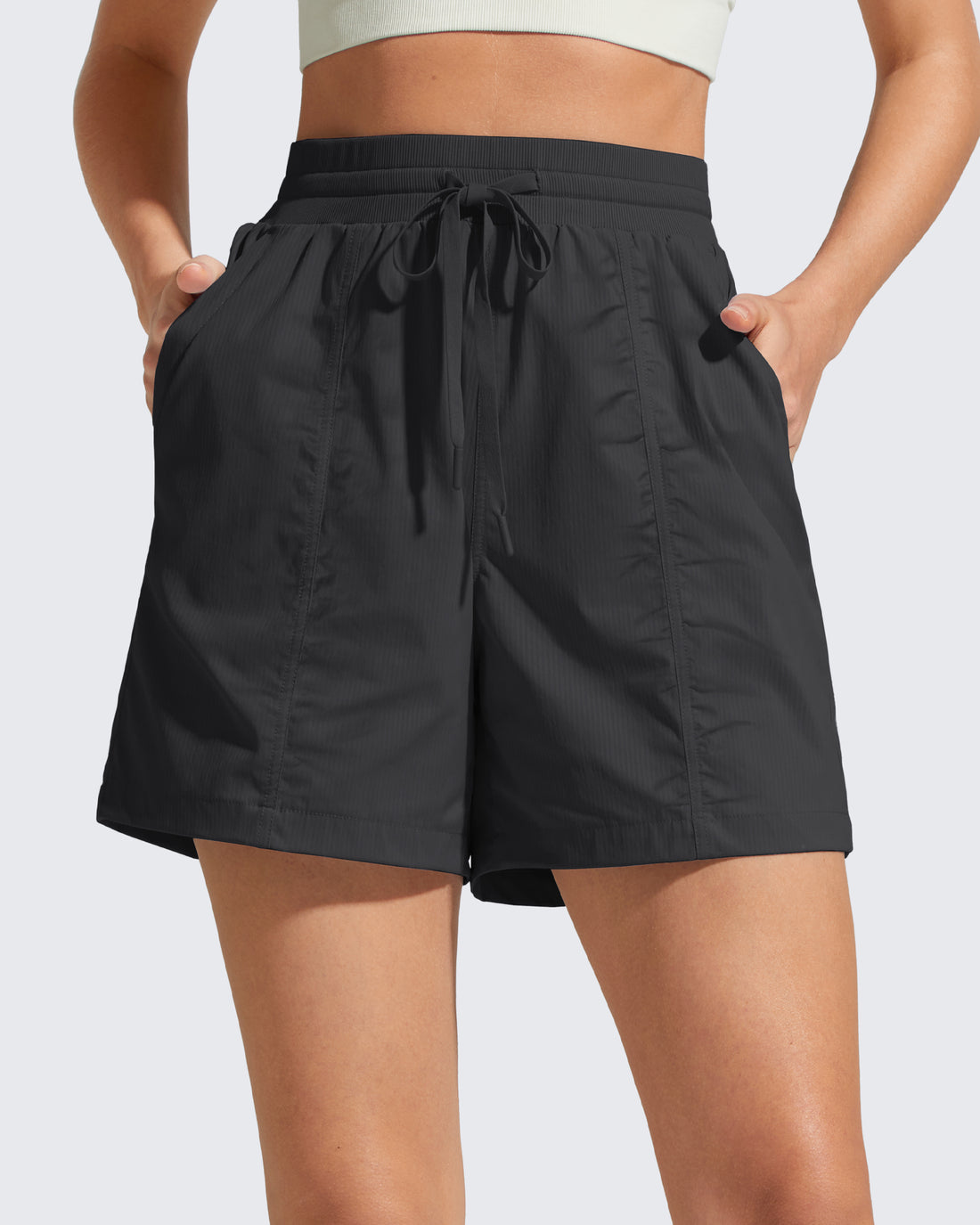 G4Free - G4Free 4" High Waisted Casual Shorts with Pockets -GF26E847A001A-S-GF26E847A001B-M-GF26E847A001C-L-GF26E847A001D-XL-GF26E847A001E-XXL