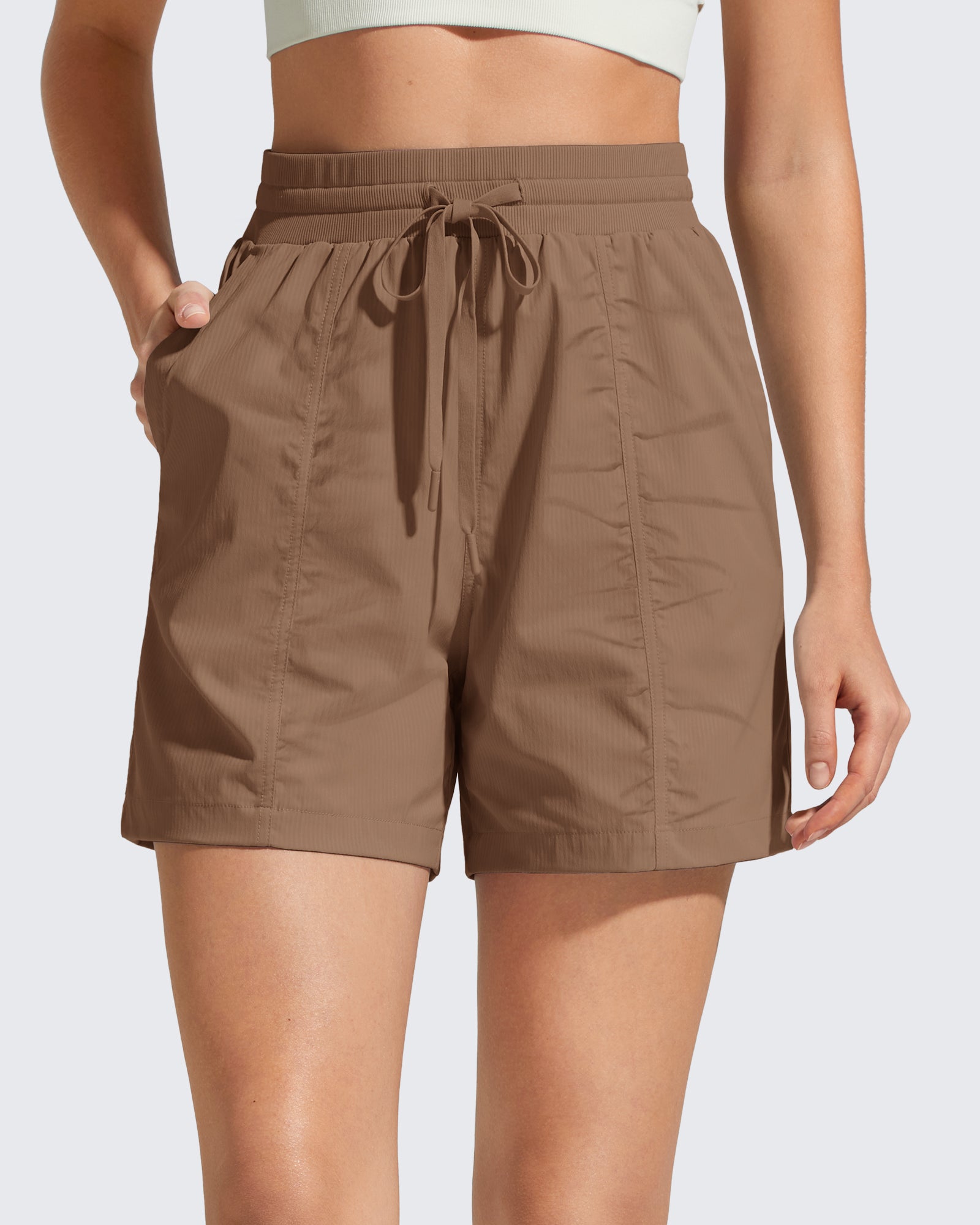 G4Free - G4Free 4" High Waisted Workout Shorts with Pockets -GF26E847A001A-S-GF26E847A001B-M-GF26E847A001C-L-GF26E847A001D-XL-GF26E847A001E-XXL