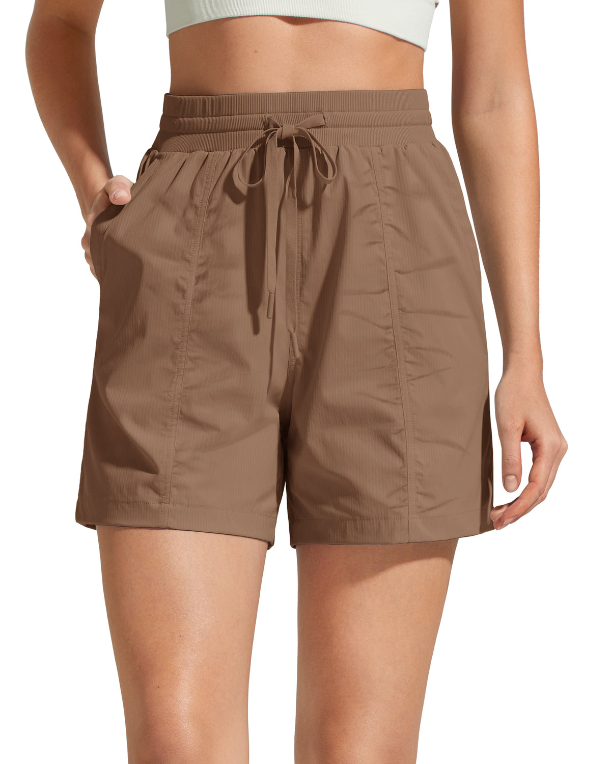 G4Free - G4Free 4" High Waisted Workout Shorts with Pockets -GF26E847A001A-S-GF26E847A001B-M-GF26E847A001C-L-GF26E847A001D-XL-GF26E847A001E-XXL