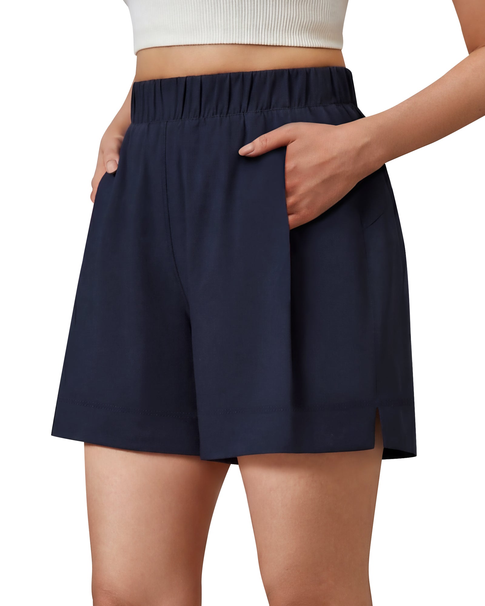G4Free - G4Free 4" Water Resistant Side Slit Casual Shorts with Pockets -GF26E996A001A-S-GF26E996A001B-M-GF26E996A001C-L-GF26E996A001D-XL-GF26E996A001E-XXL