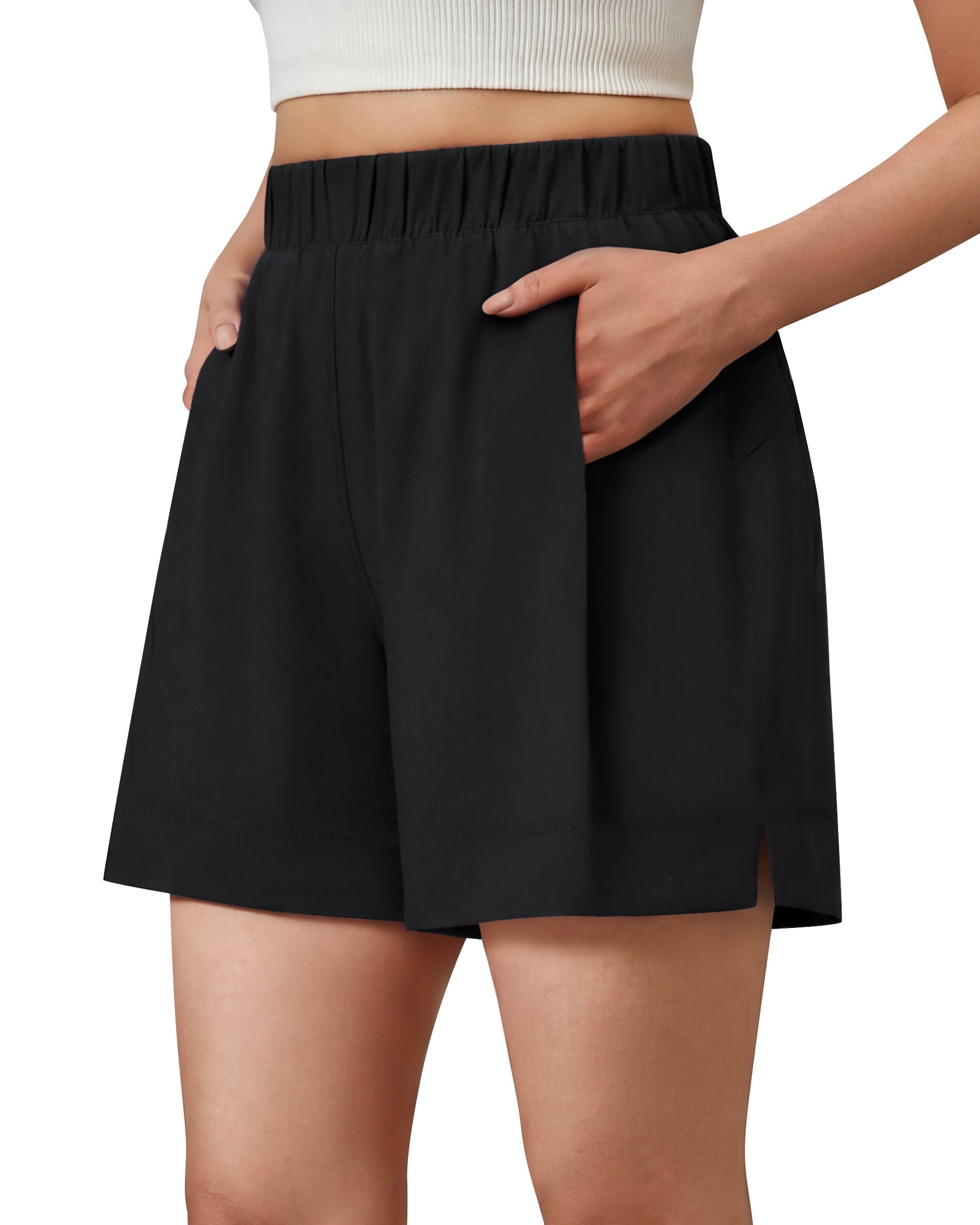 G4Free - G4Free 4" Water Resistant Side Slit Casual Shorts with Pockets -GF26E996A001A-S-GF26E996A001B-M-GF26E996A001C-L-GF26E996A001D-XL-GF26E996A001E-XXL