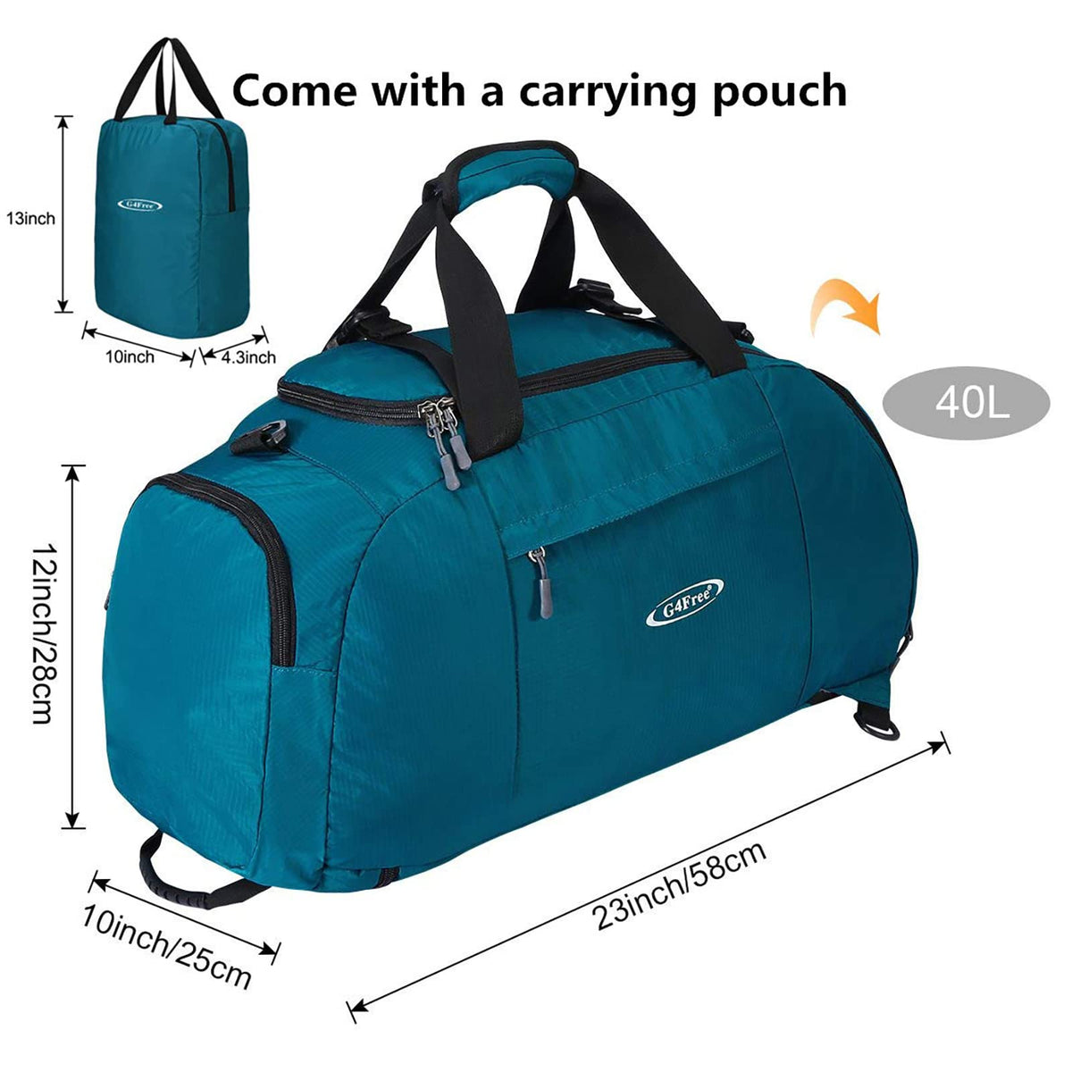 G4Free - G4Free 40L 3-Way Duffle Bag Backpack Gym Bag -D01V084A-D01V084B-D01V084F-D01V084D-D01V084G