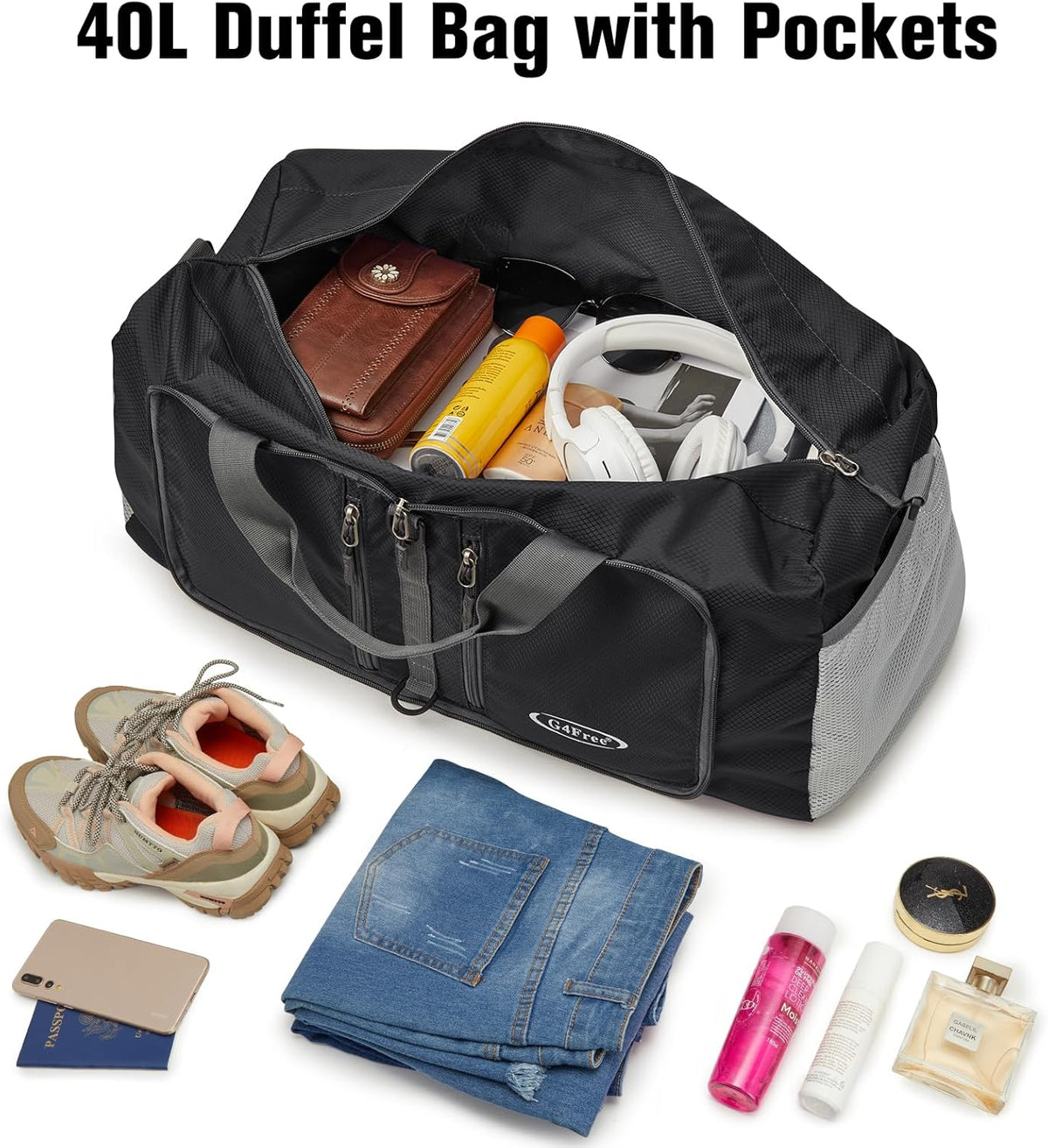 G4Free - G4Free 40L/65L Foldable Duffel Bag, Water-Repellent Travel Backpack -TN23B231L-TN23B231A-D01V085B-D01V085G-D01V085E