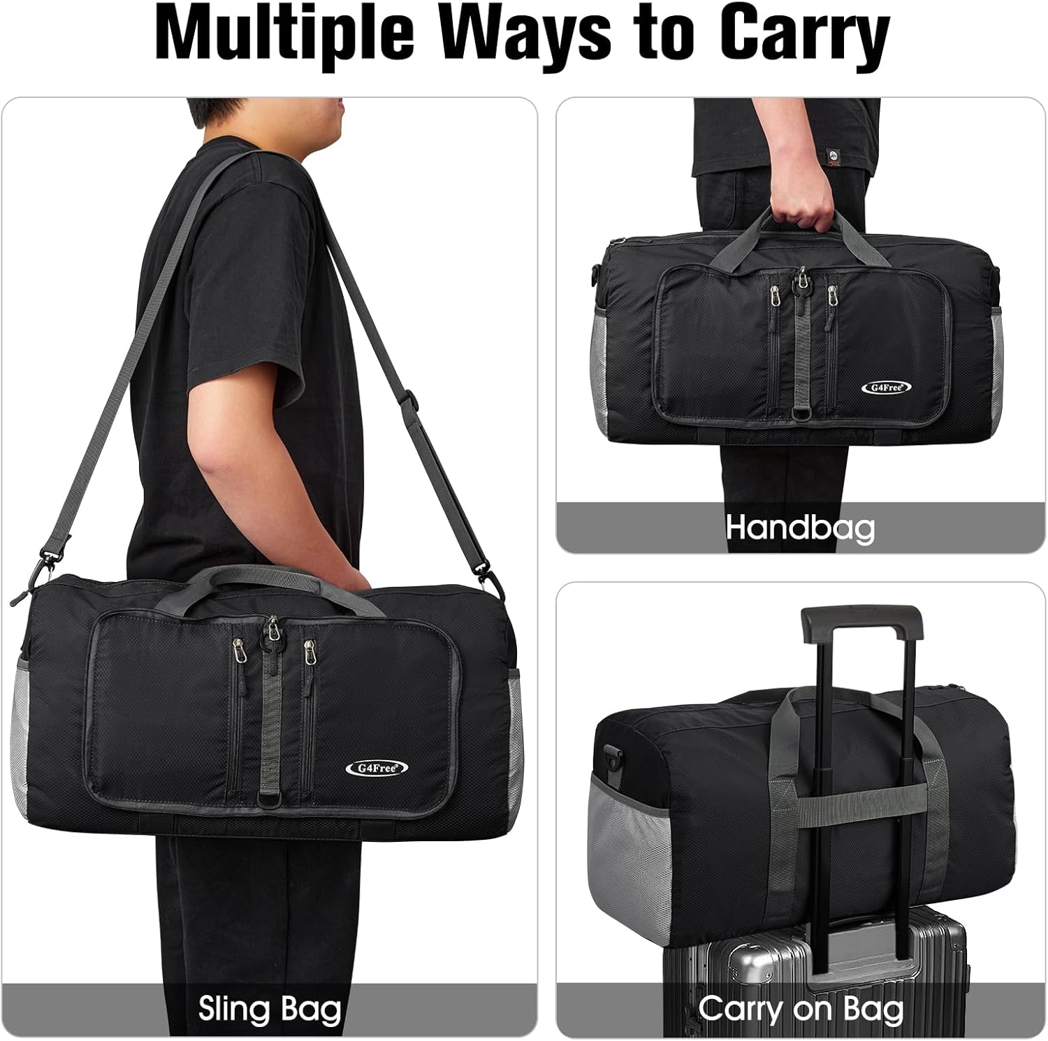 G4Free - G4Free 40L/65L Foldable Duffel Bag, Water-Repellent Travel Backpack -TN23B231L-TN23B231A-D01V085B-D01V085G-D01V085E