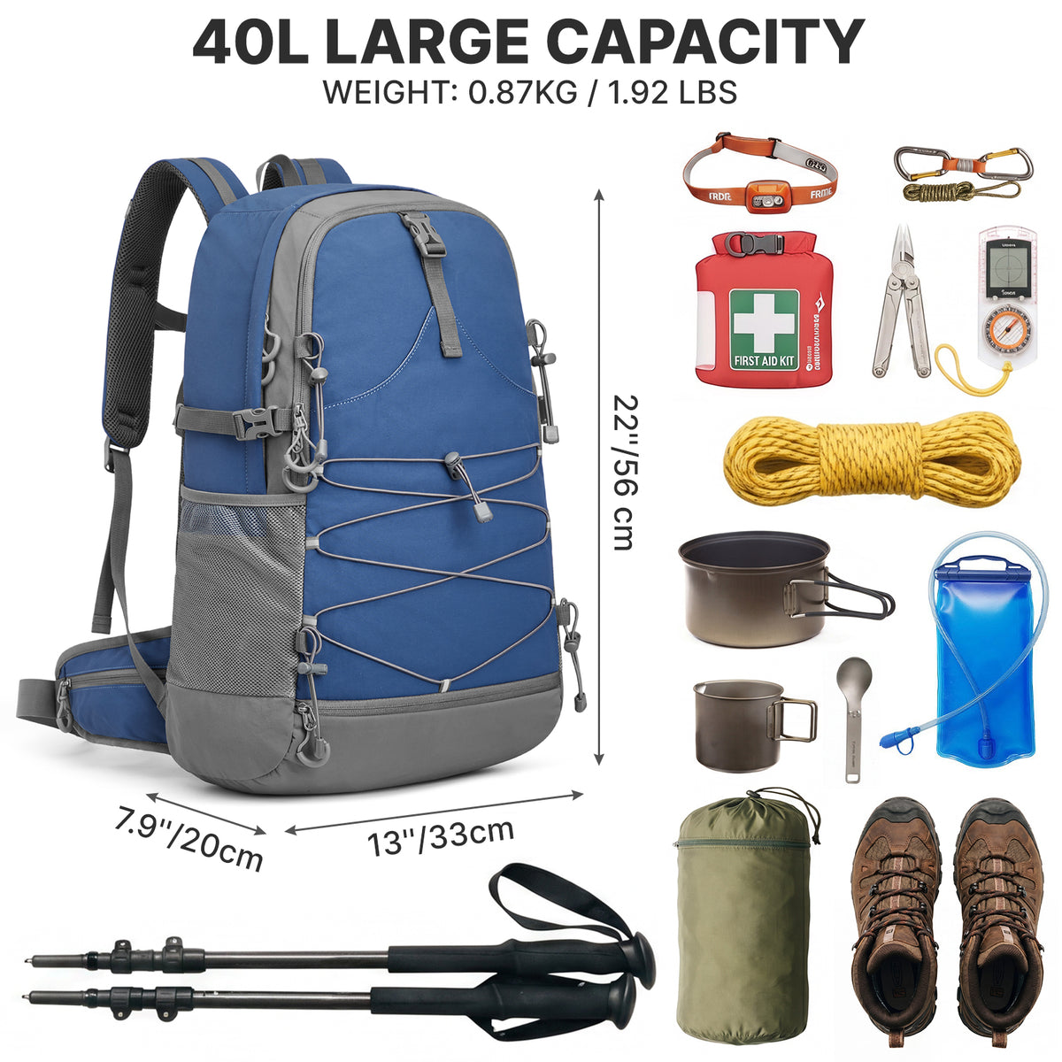 G4Free - G4Free 40L Lightweight Travel Backpack with Rain Cover -TN26B623A-TN26B623B-TN26B623C