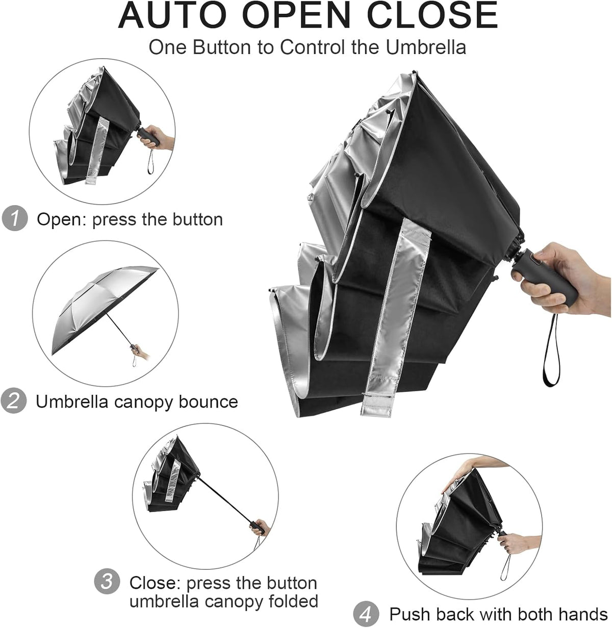 G4Free - G4Free 42/46/54/62 Inch 10 Ribs Windproof for Rain Double Canopy Auto Umbrella -NT24A453F-TN23A229F-TN23A230F-TN22A110F-NT24A453G