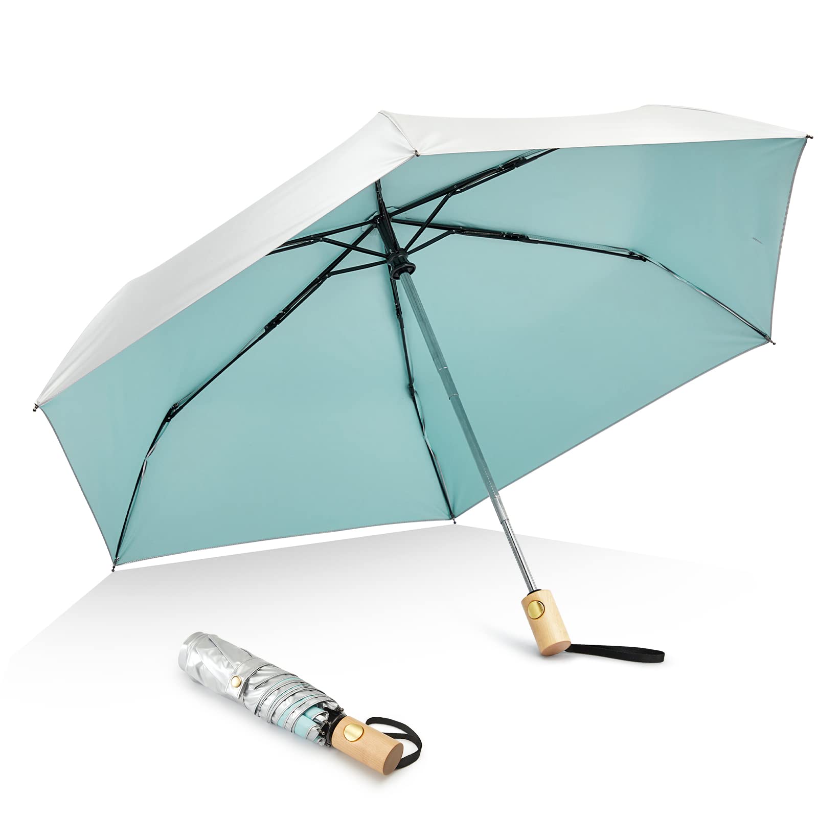 G4Free - G4Free 42Inch UPF 50+ UV Protection Wooden Handle Travel Umbrella -NT22A148I-NT22A148J-NT22A148B-NT22A148C-NT22A148F