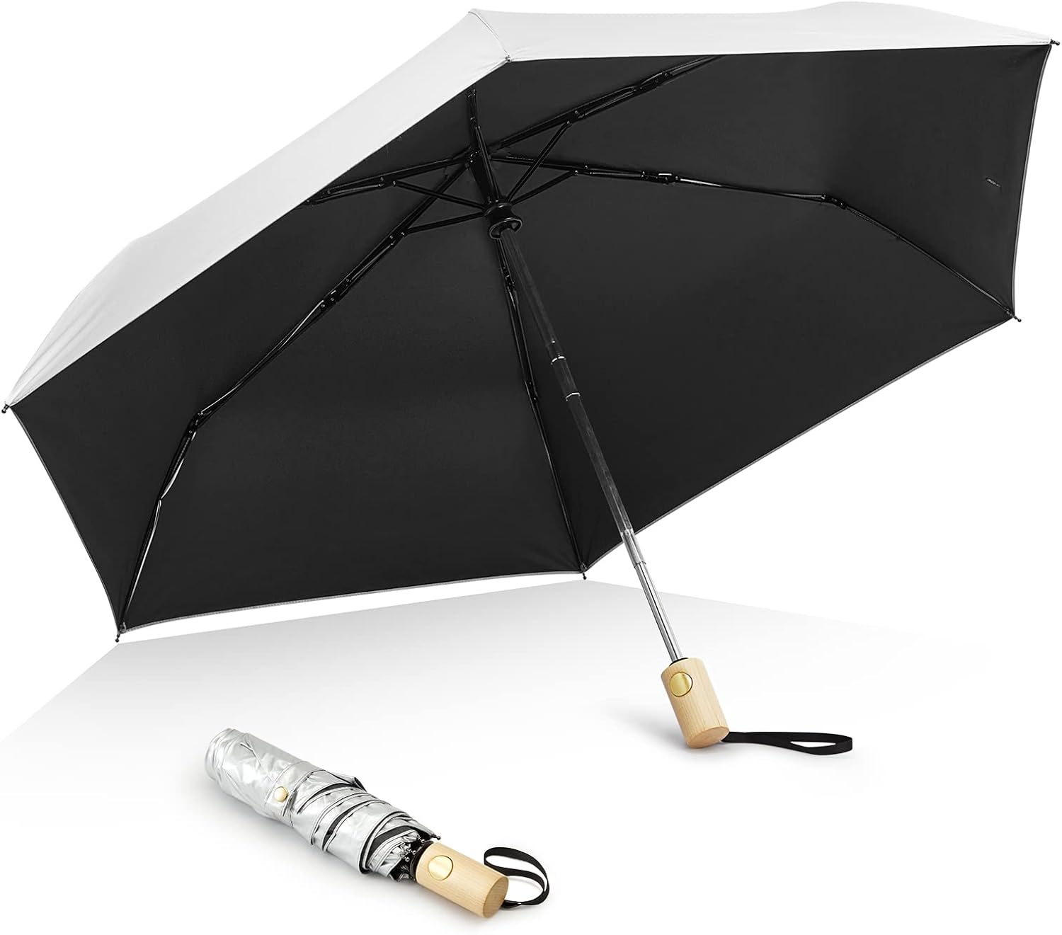 G4Free - G4Free 42Inch UPF 50+ UV Protection Wooden Handle Travel Umbrella -NT22A148I-NT22A148J-NT22A148B-NT22A148C-NT22A148F