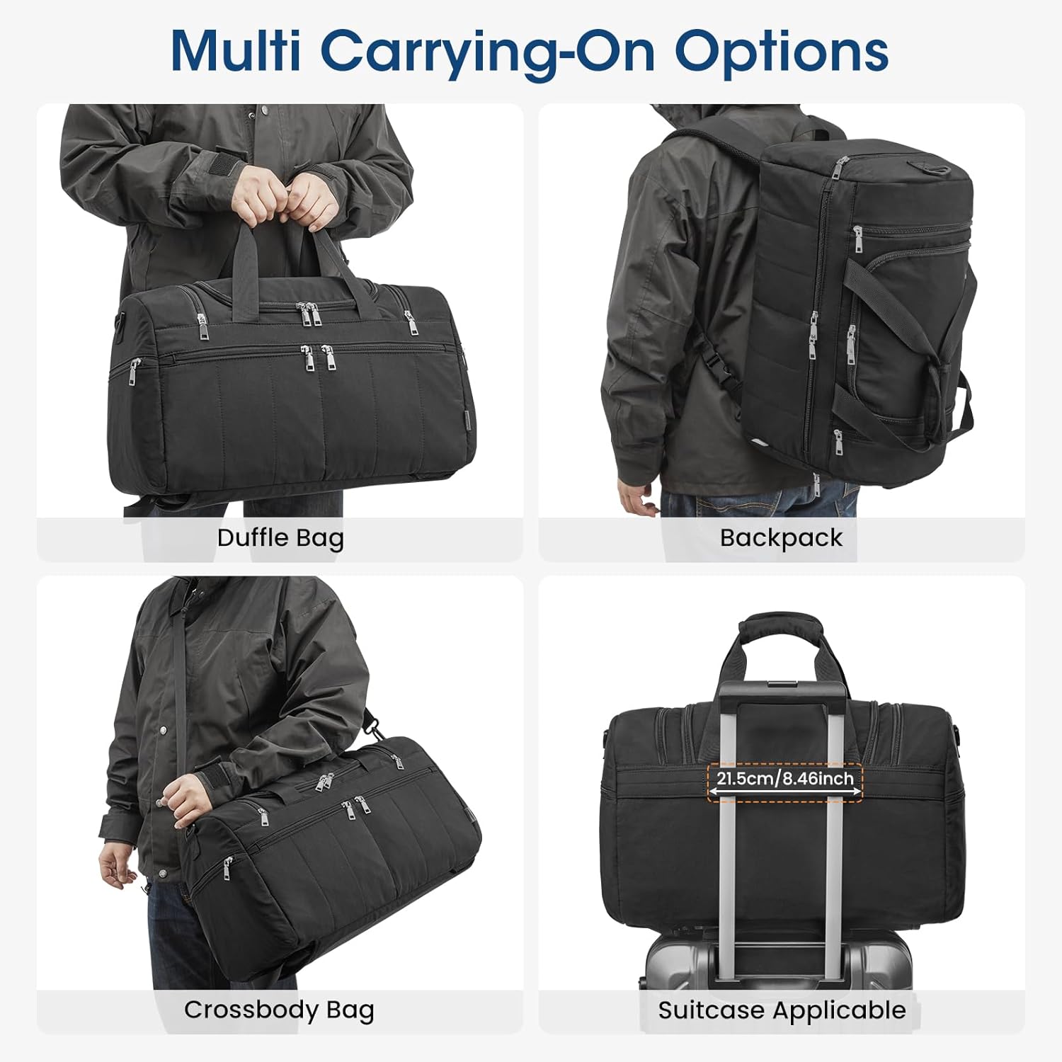 G4Free - G4Free 45L Travel Duffle Bag 3 in 1 Duffel Bags with Shoes Compartment -TN25B573A-TN25B573C-TN25B573B