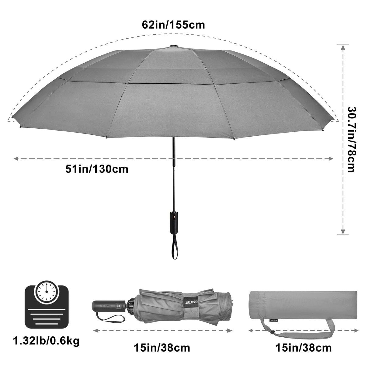 G4Free - G4Free 46/54/62 Inch Large Compact Golf Umbrella Windproof 10 Ribs -TN23A229B-TN23A230B-TN22A110B-TN23A229A-TN23A230A
