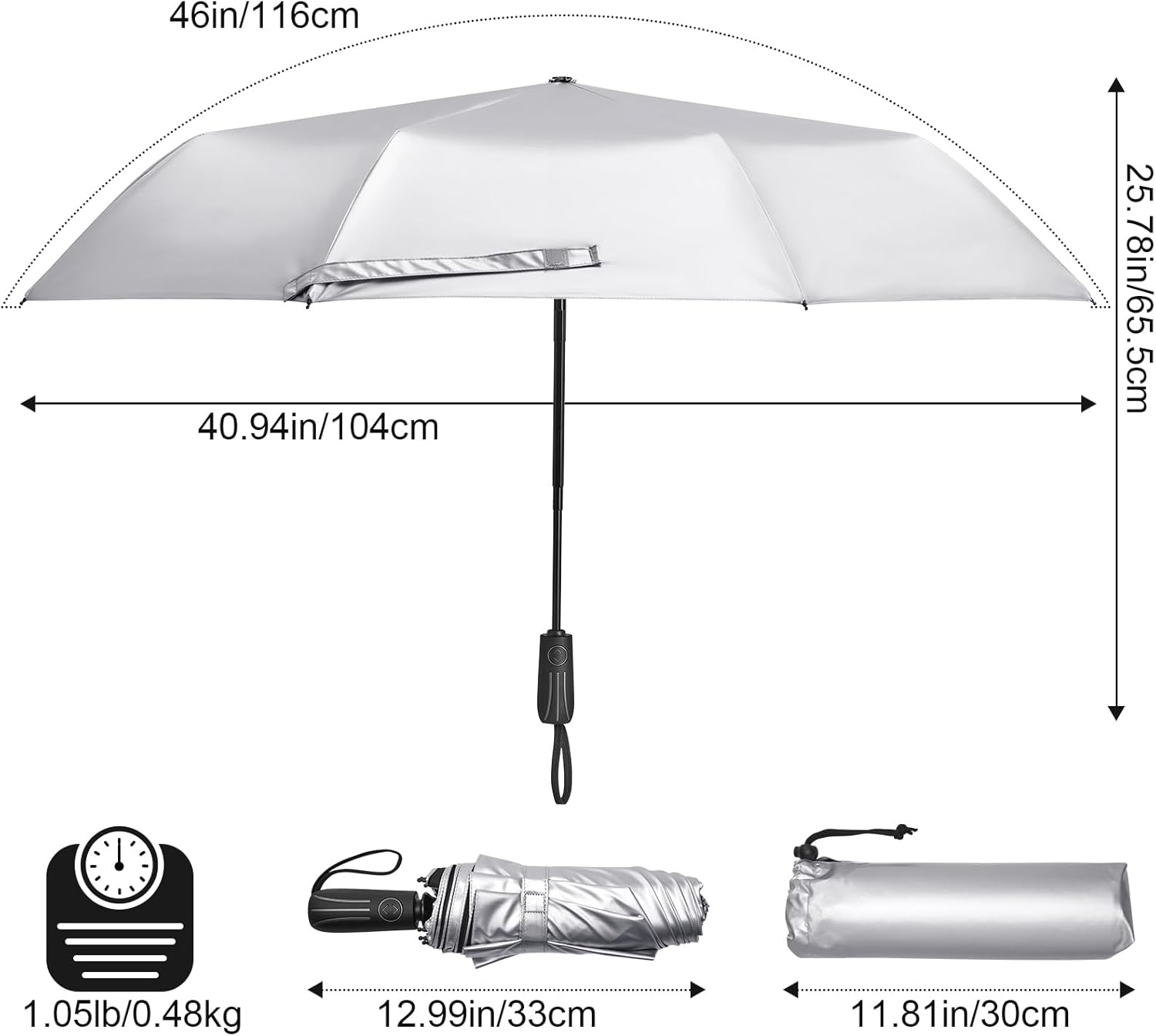 G4Free - G4Free 46 Inch UPF 50+ UV Protection Sun Double Layer Windproof Auto Umbrella -TN24A451B-TN24A451C-TN24A451A
