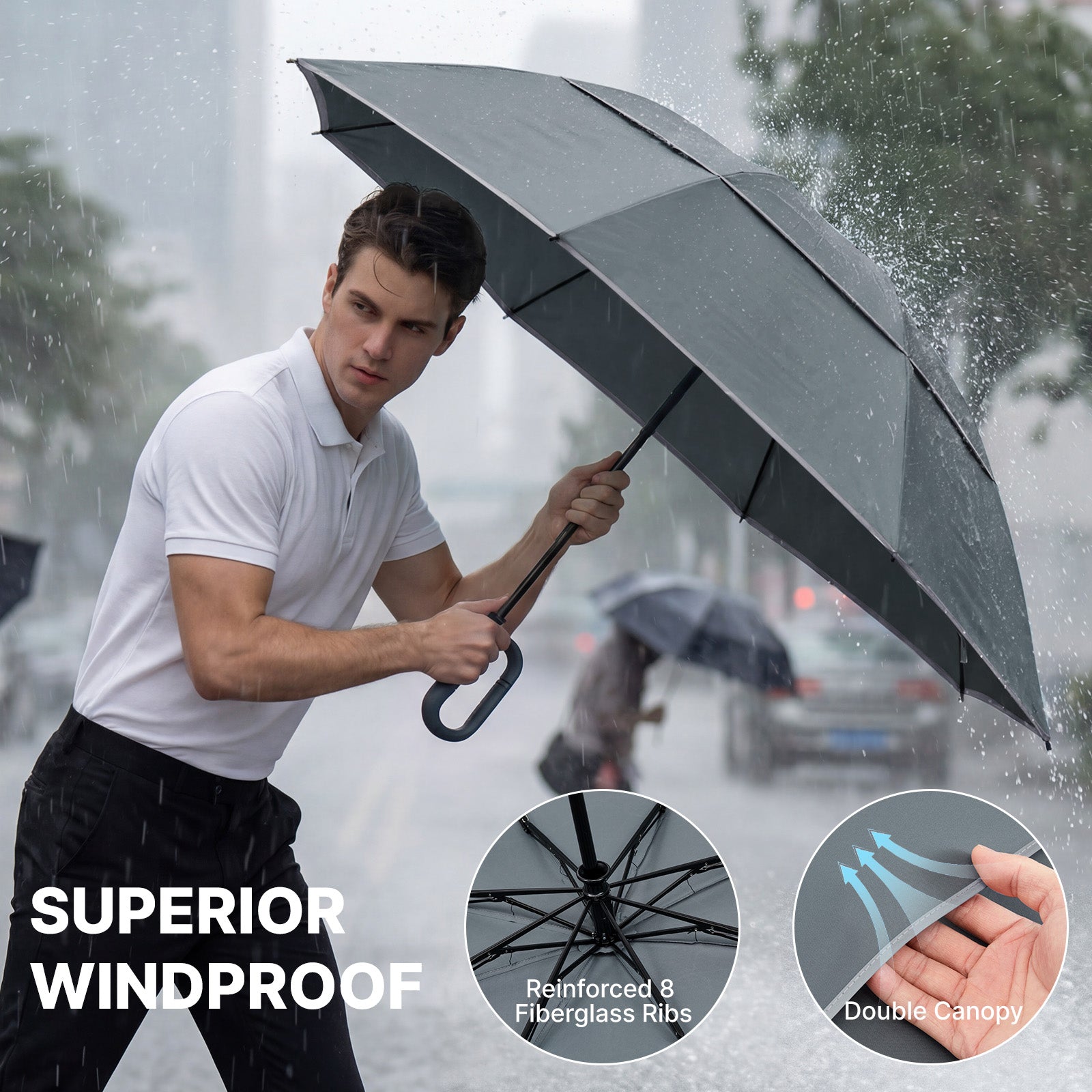 G4Free - G4Free 46" Inverted Umbrella – Carabiner Handle -NT25A620A-NT25A620B-NT25A620C-NT25A620D