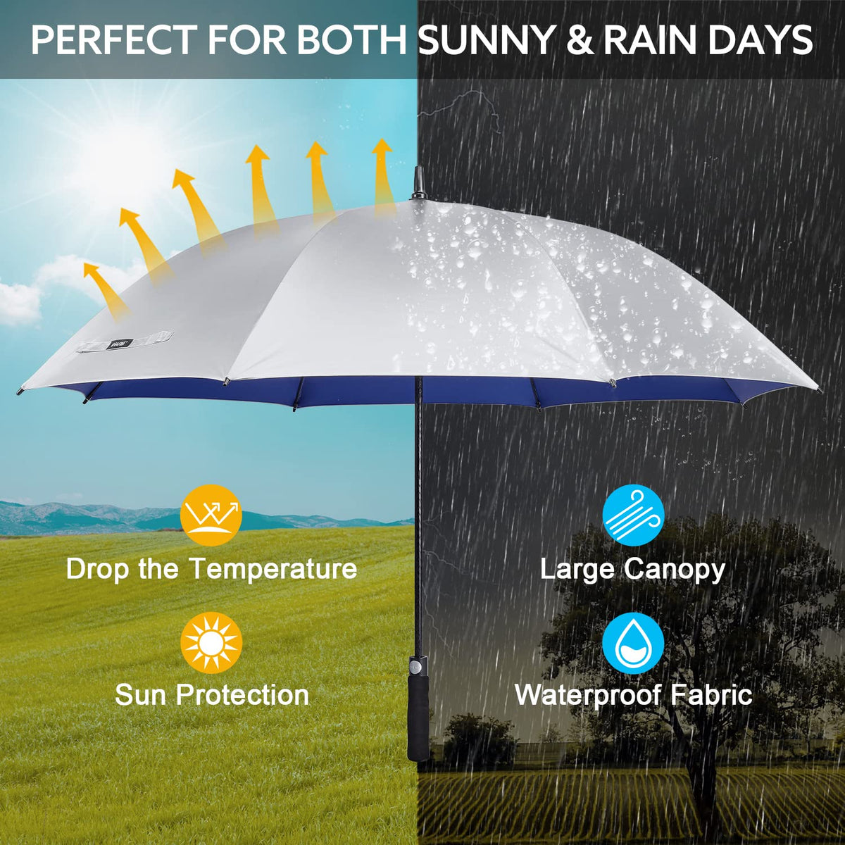 G4Free - G4Free 54/62 Inch Windproof UV Protection Golf Umbrella -TN23A187B-TN23A187A-TN23A187D-TN23A187C