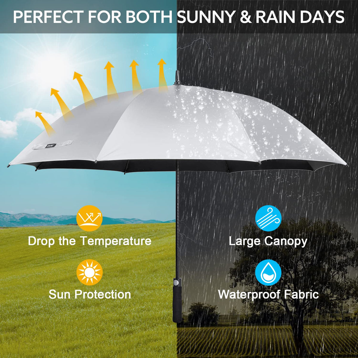 G4Free - G4Free 54/62 Inch Windproof UV Protection Golf Umbrella -TN23A187B-TN23A187A-TN23A187D-TN23A187C