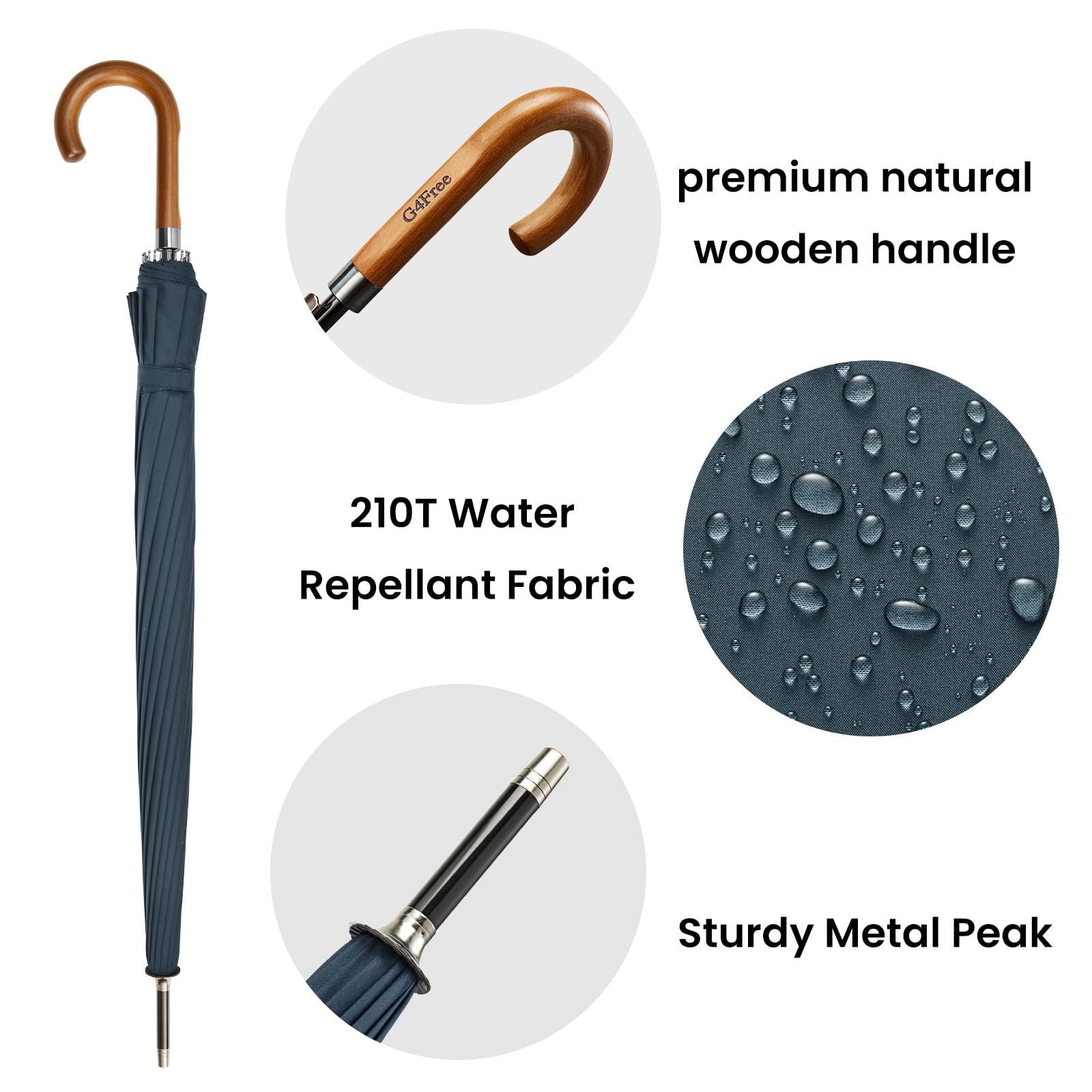 G4Free - G4Free 54 Inch 16 Ribs Large Windproof Umbrella for 2 Persons -NT22A136A-NT22A136B-NT22A136C