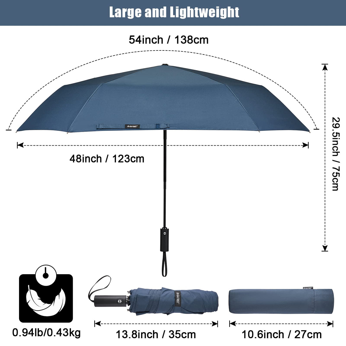 G4Free - G4Free 54 Inch Large Golf Umbrella -TN22A131B-TN22A131C-TN22A131A-TN22A131D
