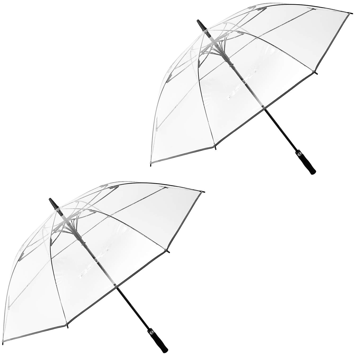 G4Free - G4Free 62 Inch Clear Golf Umbrella Transparent Auto Open Large Stick Umbrella -D02V733A-D02V723A
