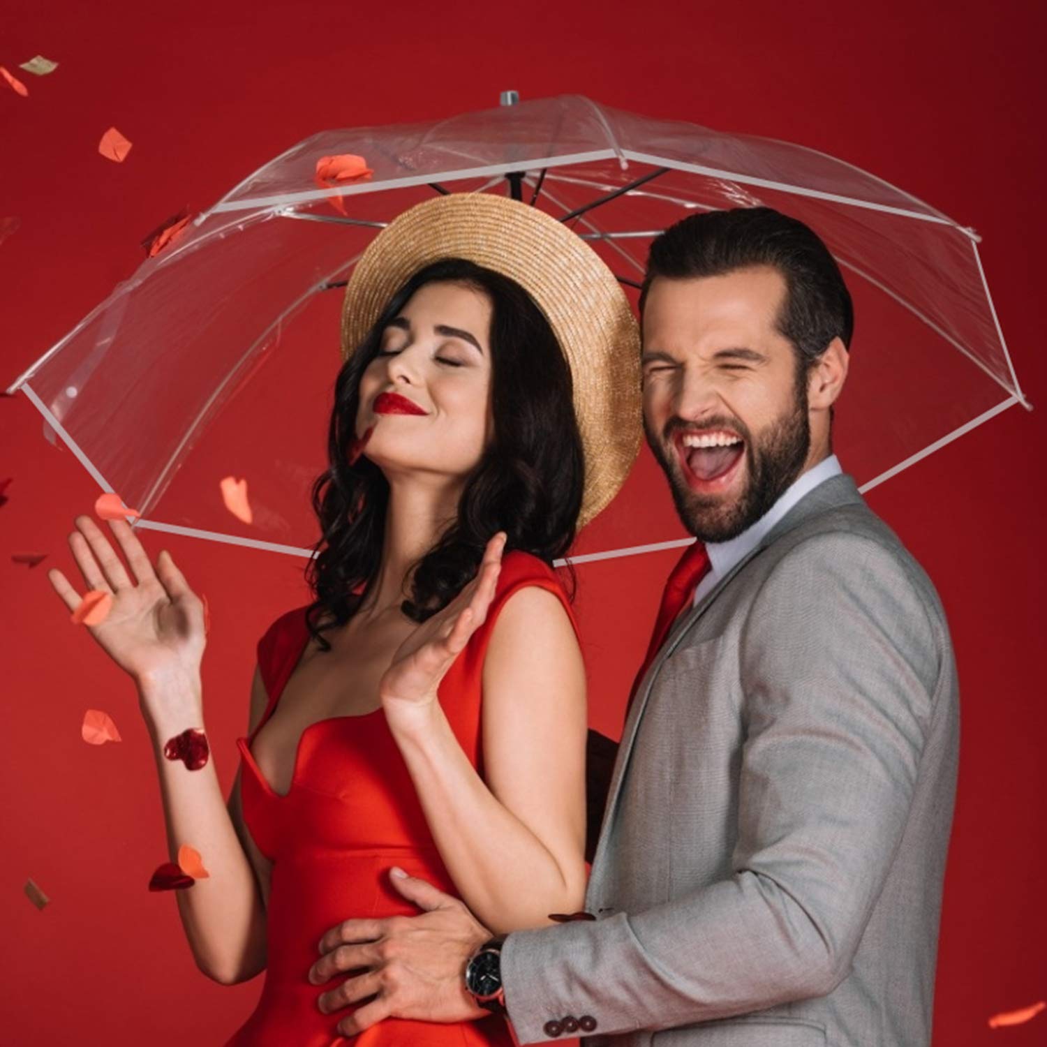 G4Free - G4Free 62 Inch Clear Golf Umbrella Transparent Auto Open Large Stick Umbrella -D02V733A-D02V723A