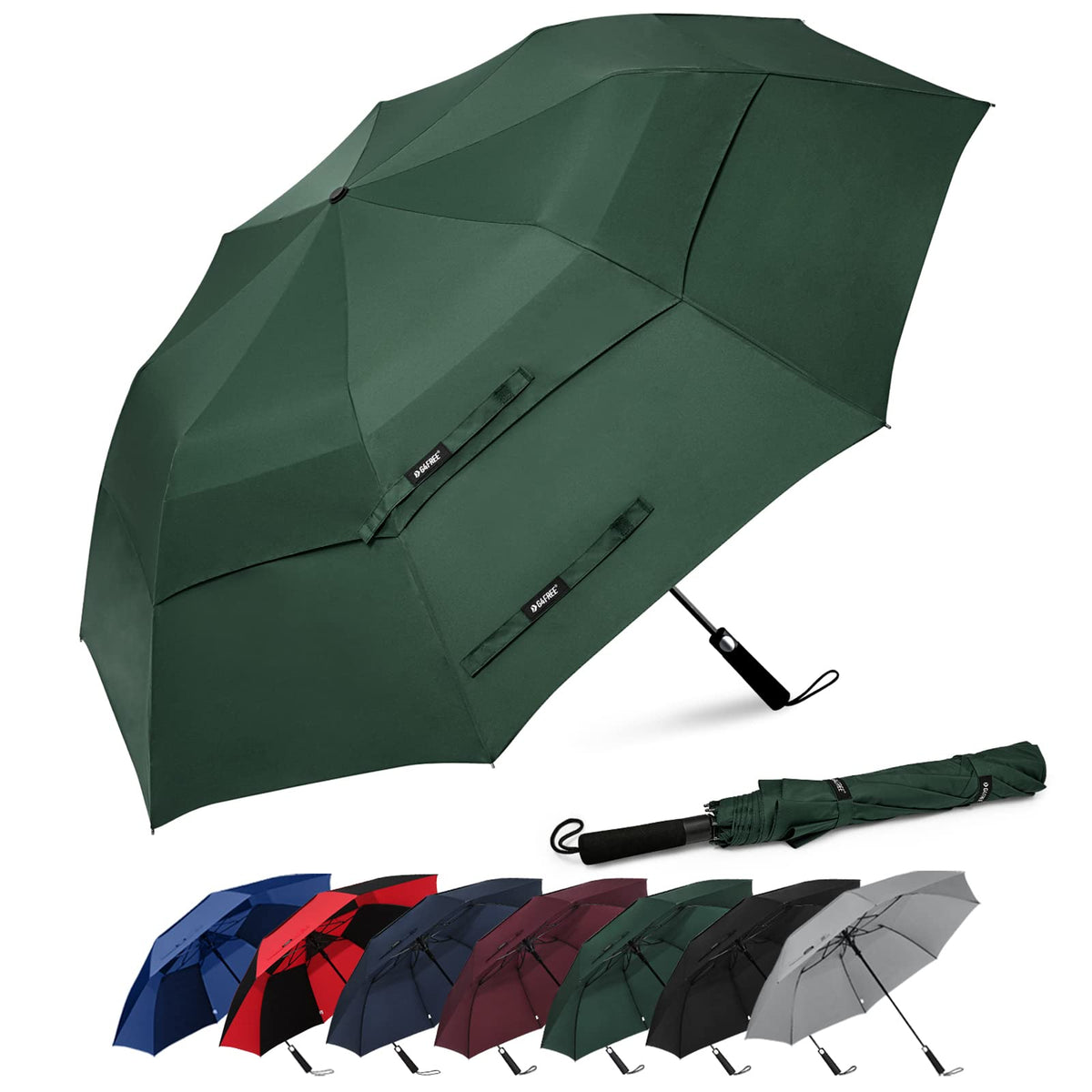 G4Free - G4Free 62 Inch Portable Automatic Open Oversize Vented Double Canopy Umbrellas -D02V684A-D02V684M-D02V684B-D02V684E-D02V684D