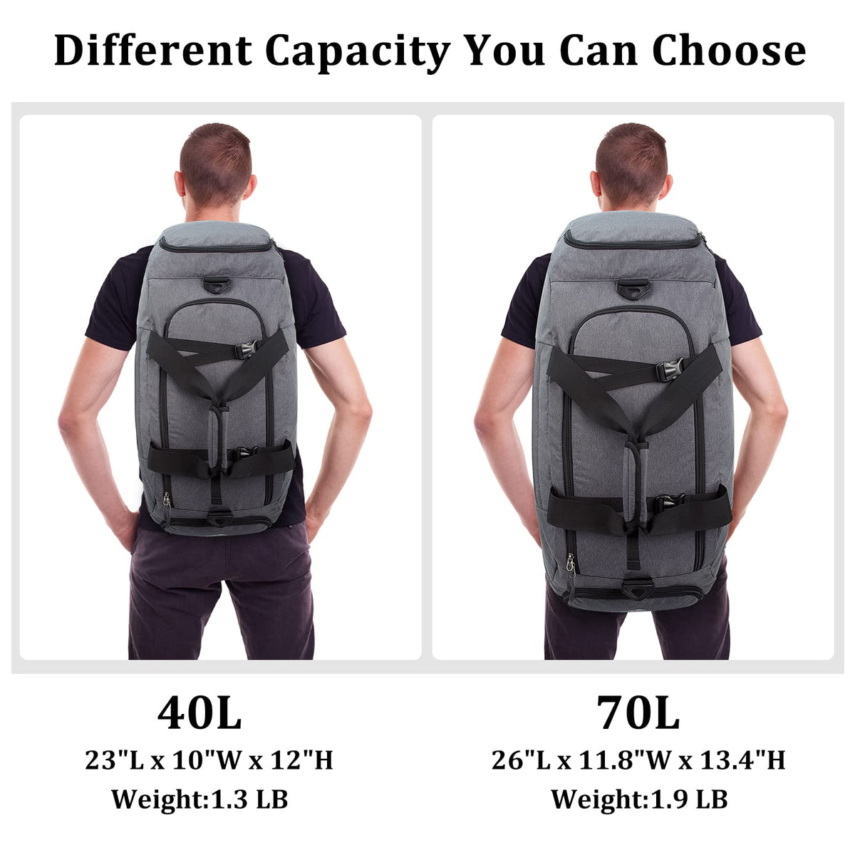 G4Free - G4Free 70L Large 3-Way Duffle Backpack Gym Bag with Shoe Compartment -TN22B134C-TN22B134B-TN22B134A