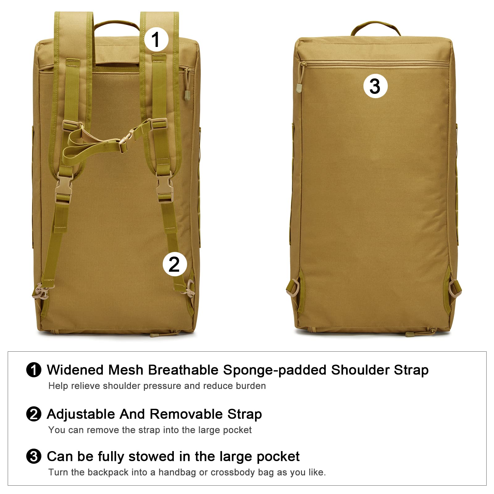 G4Free - G4Free 70L Large Duffle Bag Men Sports Gym Backpack -TN22B146B-TN22B146A