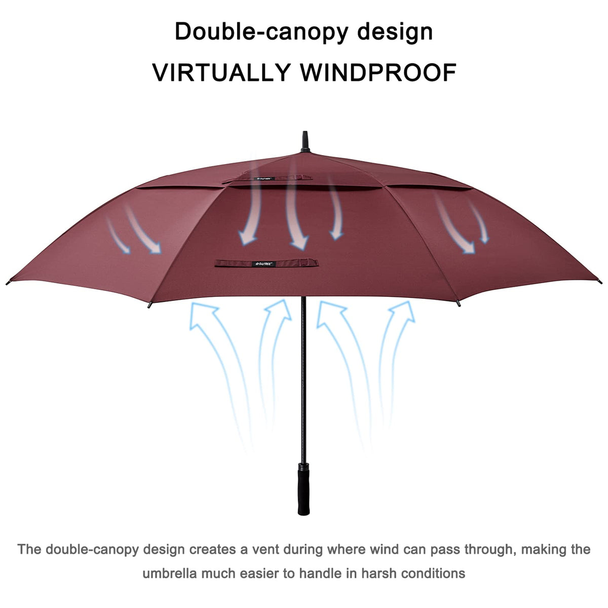 G4Free - G4Free 72 Inch Huge Double Canopy Vented Windproof Stick Umbrellas -D02V716A-D02V716C-D02V716B