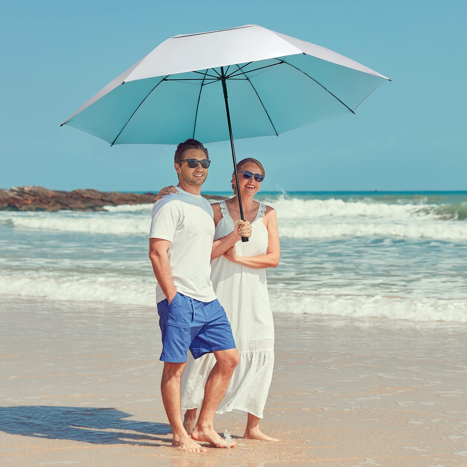 G4Free - G4Free 80 Inch 6.6 Ft Double Canopy Vented Windproof Stick Family Umbrella -TN21A013A-TN21A013B-TN22A160B-TN22A160A-TN22A160C