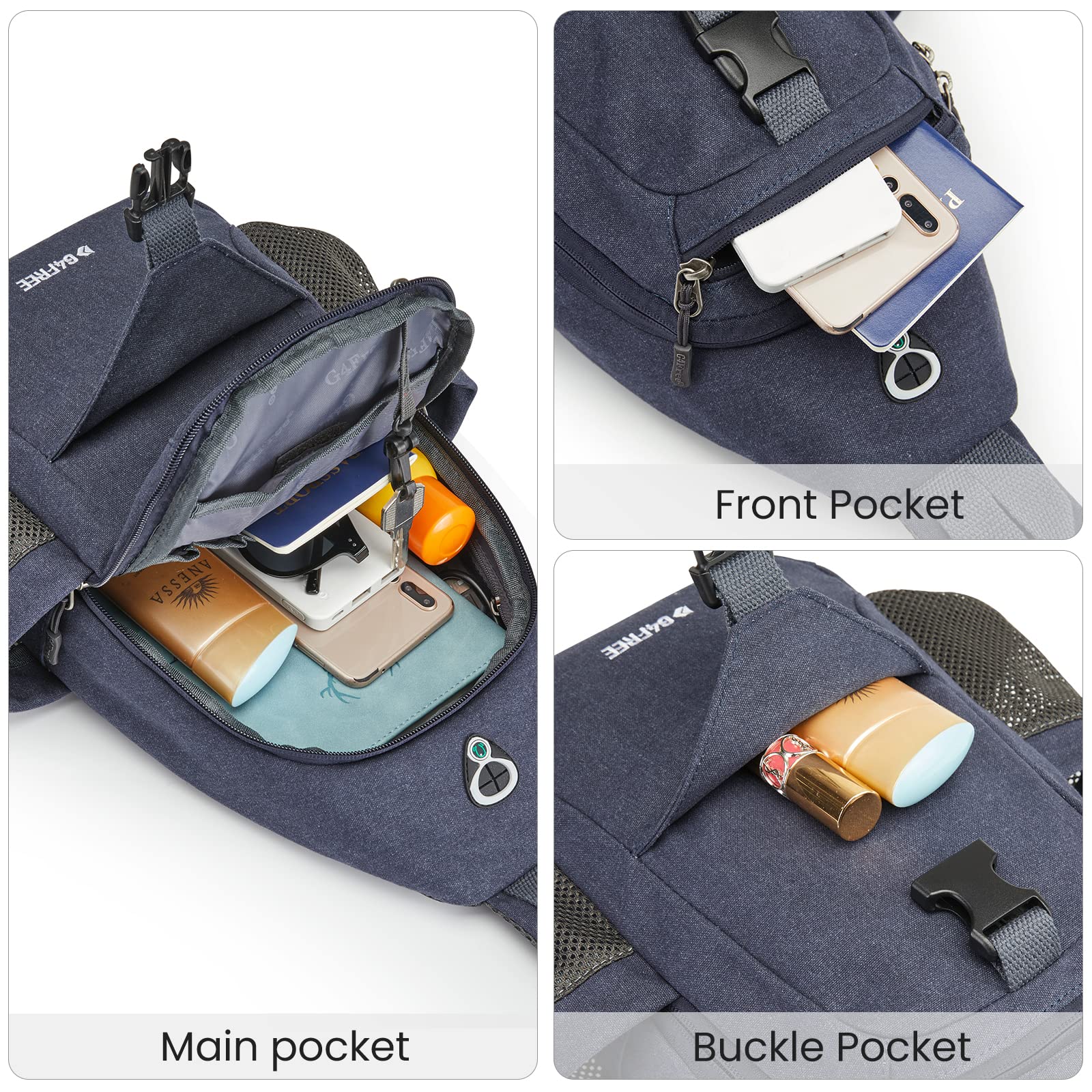G4Free - G4Free Anti-Theft Canvas Sling Bag with USB Port -TN22B159C-TN22B159A-TN22B159D-TN22B159B-TN22B159F