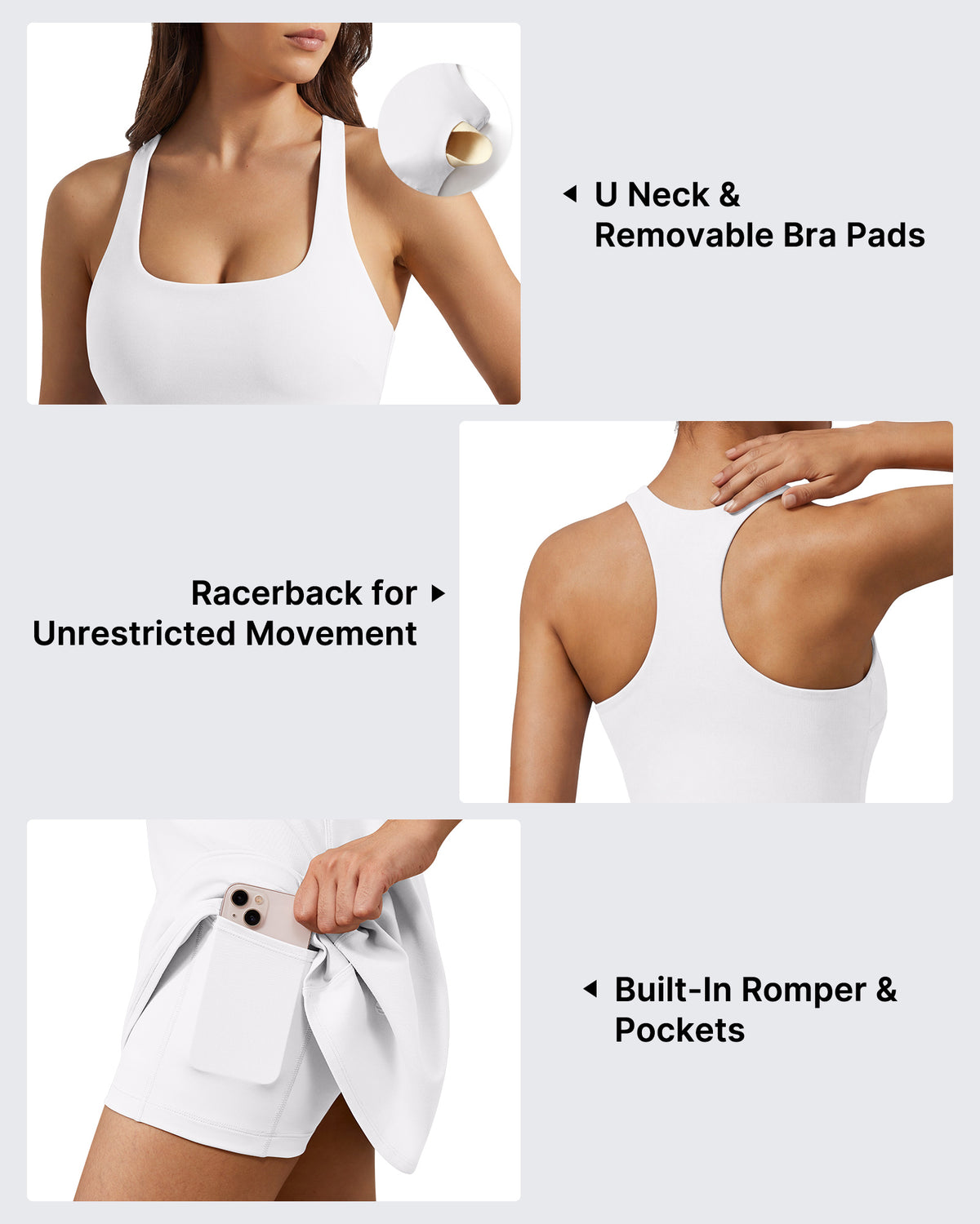 G4Free - G4Free BareFeel Racerback Tennis Dress with Built in Bra & Shorts -GF26V999A001A-S-GF26V999A001B-M-GF26V999A001C-L-GF26V999A001D-XL-GF26V999A001F-XS
