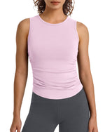 G4Free - G4Free BareFeel Ruched High Neck Yoga Tank Top -GF26L991A001F-XS