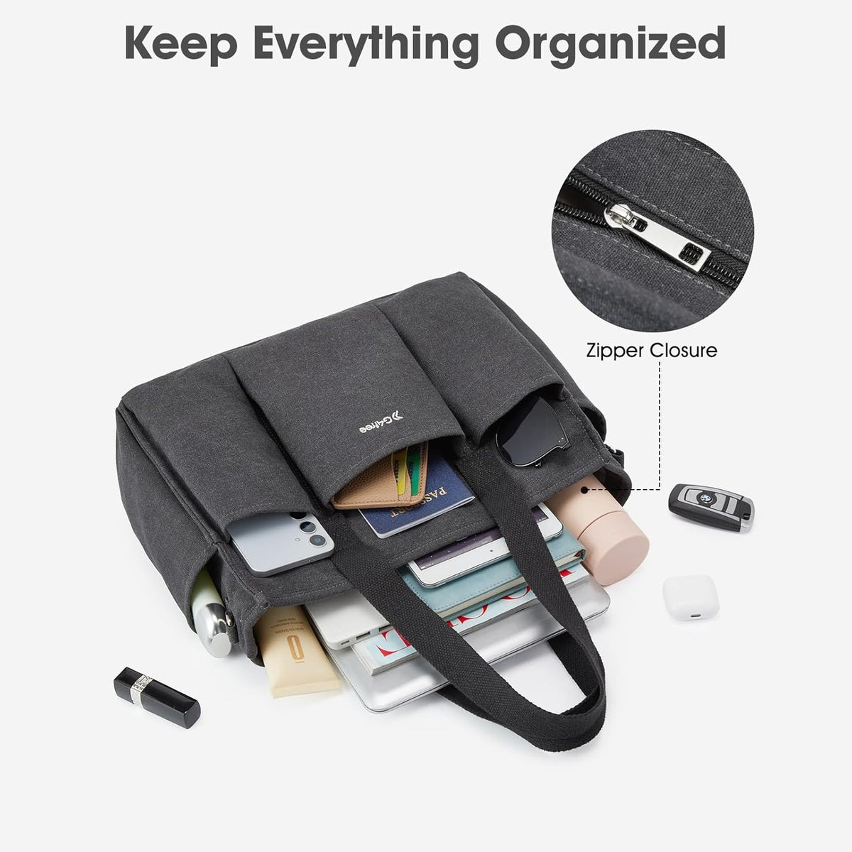 G4Free - G4Free Canvas with Pockets, Medium Size Crossbody Work Tote Bag -TN24B473A-TN24B473B-TN24B473C