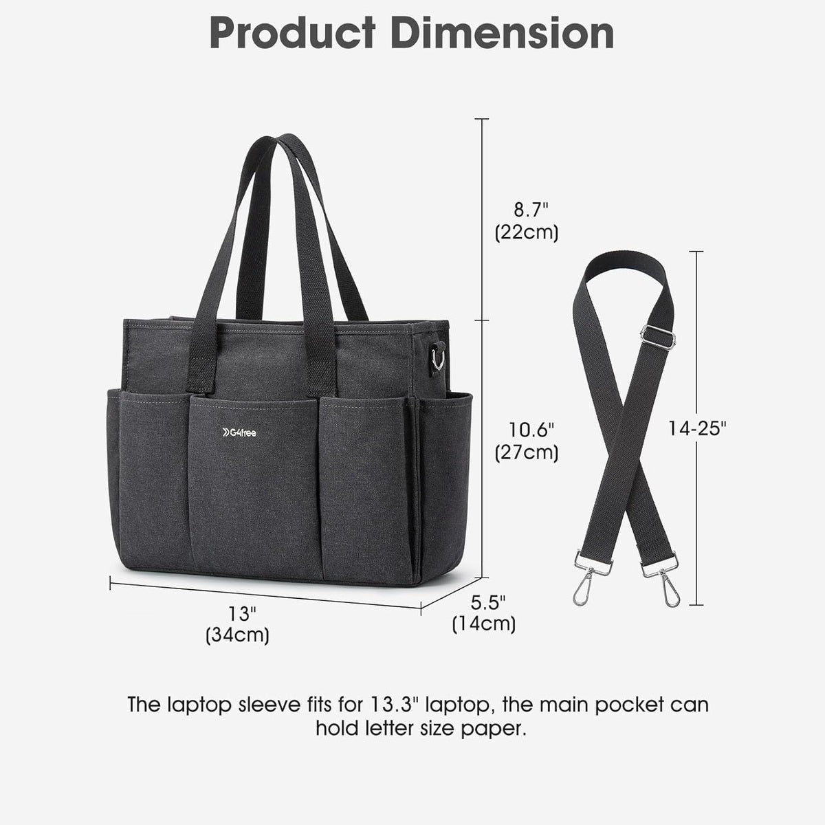G4Free - G4Free Canvas with Pockets, Medium Size Crossbody Work Tote Bag -TN24B473A-TN24B473B-TN24B473C