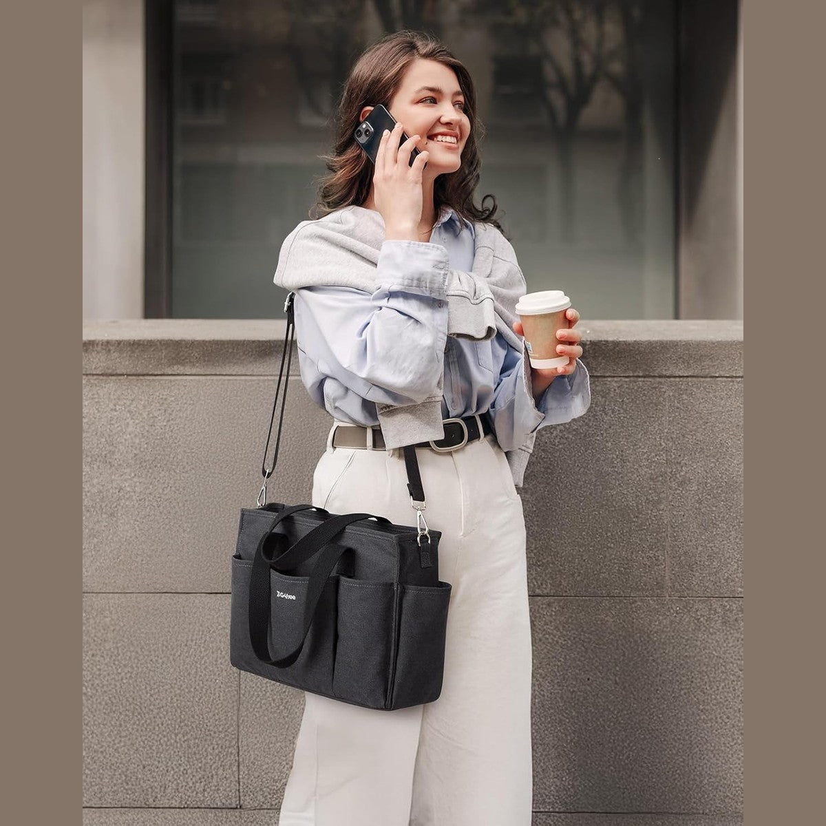 G4Free - G4Free Canvas with Pockets, Medium Size Crossbody Work Tote Bag -TN24B473A-TN24B473B-TN24B473C