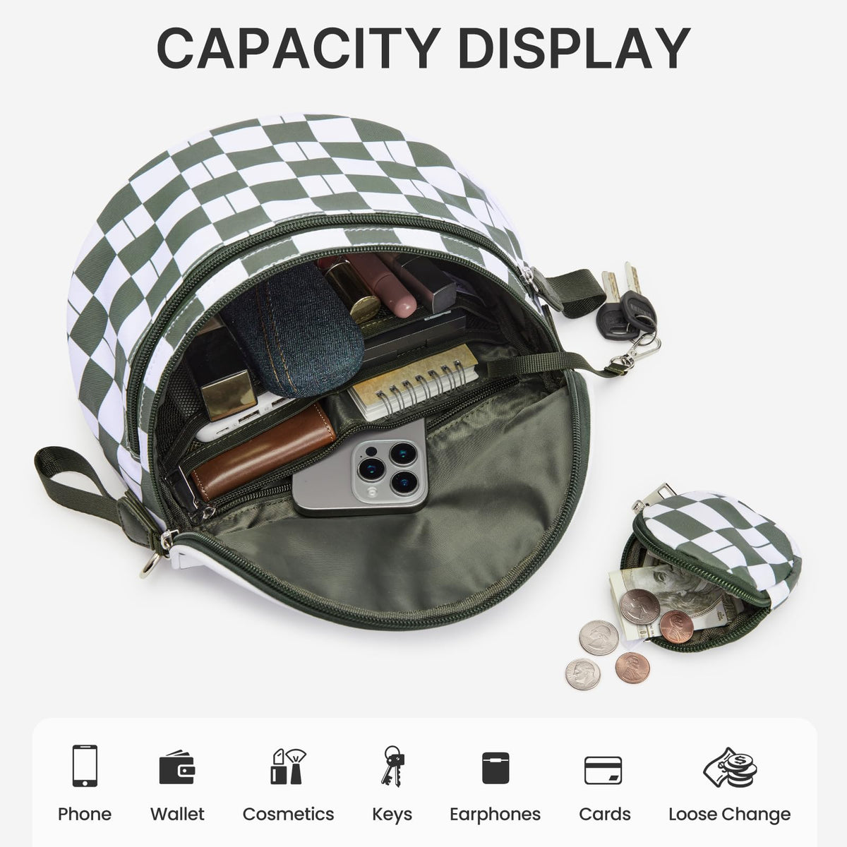 G4Free - G4Free Checkered Crossbody Bum Bag with Removable Pouch Lightweight -TN26B628A-TN26B628B-TN26B628C-TN26B628D-TN26B628E