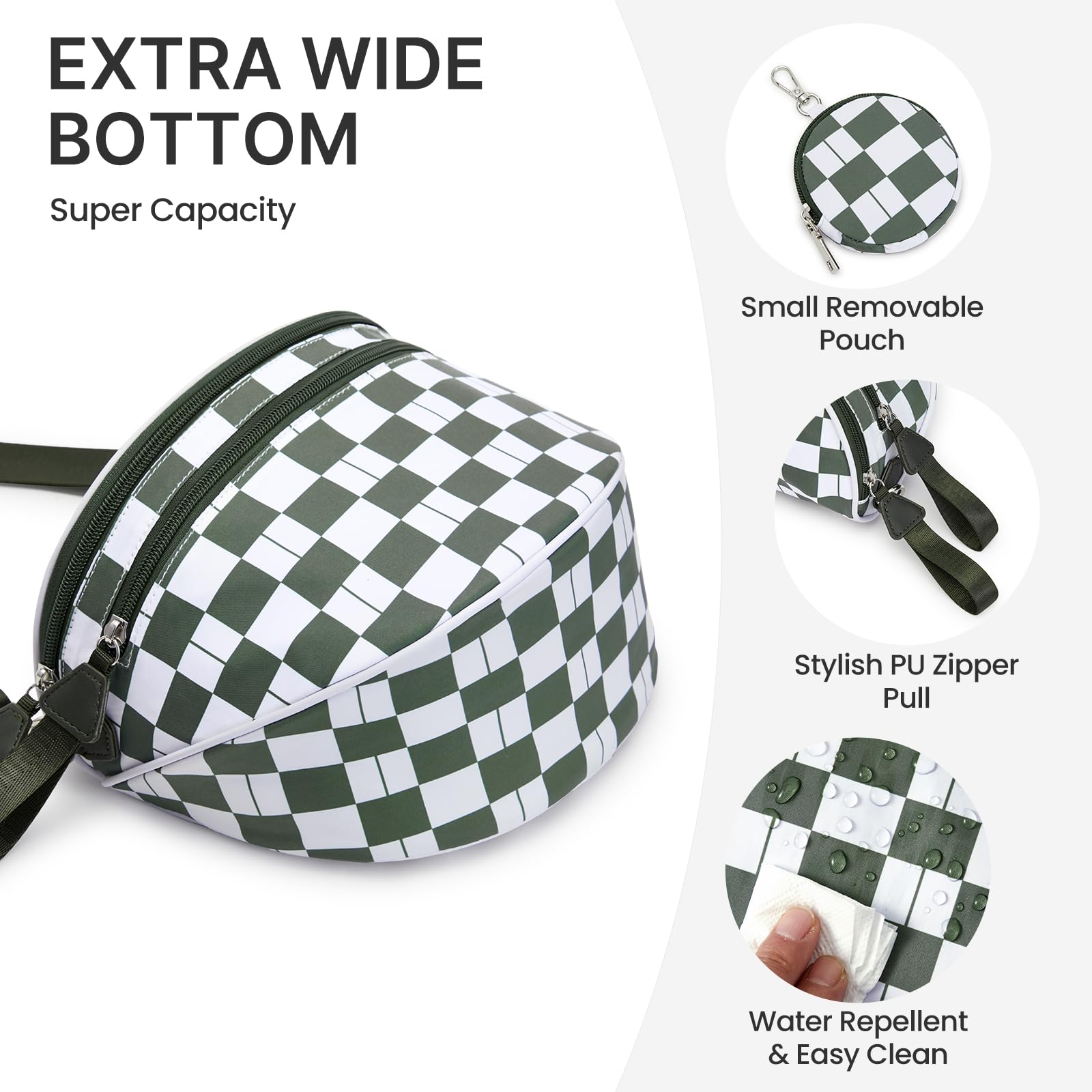 G4Free - G4Free Checkered Crossbody Bum Bag with Removable Pouch Lightweight -TN26B628A-TN26B628B-TN26B628C-TN26B628D-TN26B628E