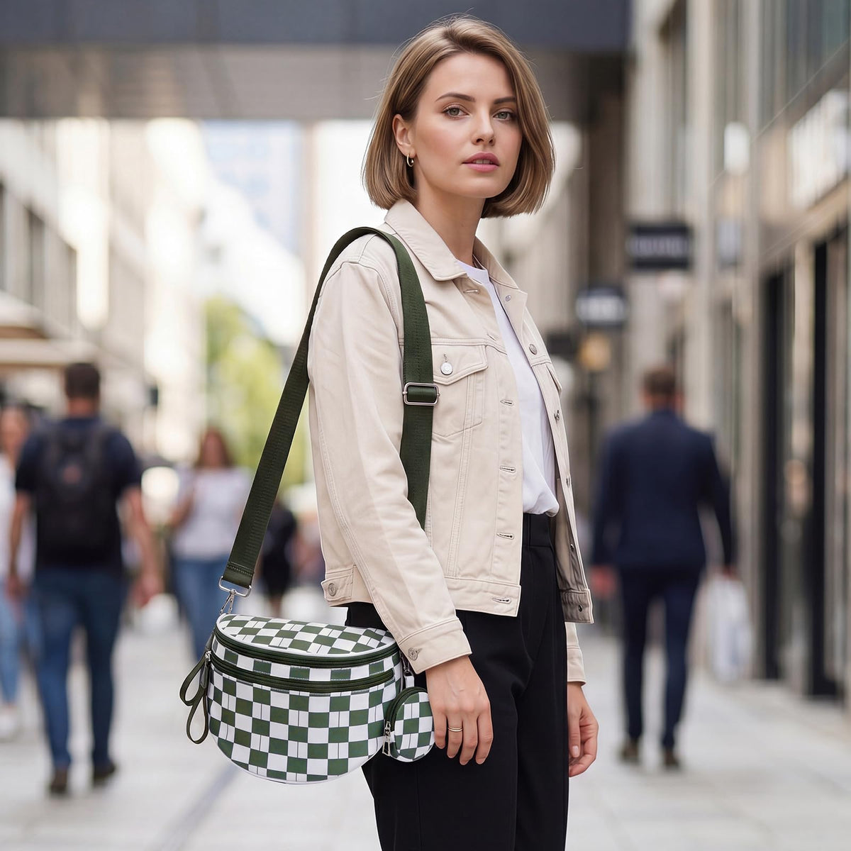 G4Free - G4Free Checkered Crossbody Bum Bag with Removable Pouch Lightweight -TN26B628A-TN26B628B-TN26B628C-TN26B628D-TN26B628E