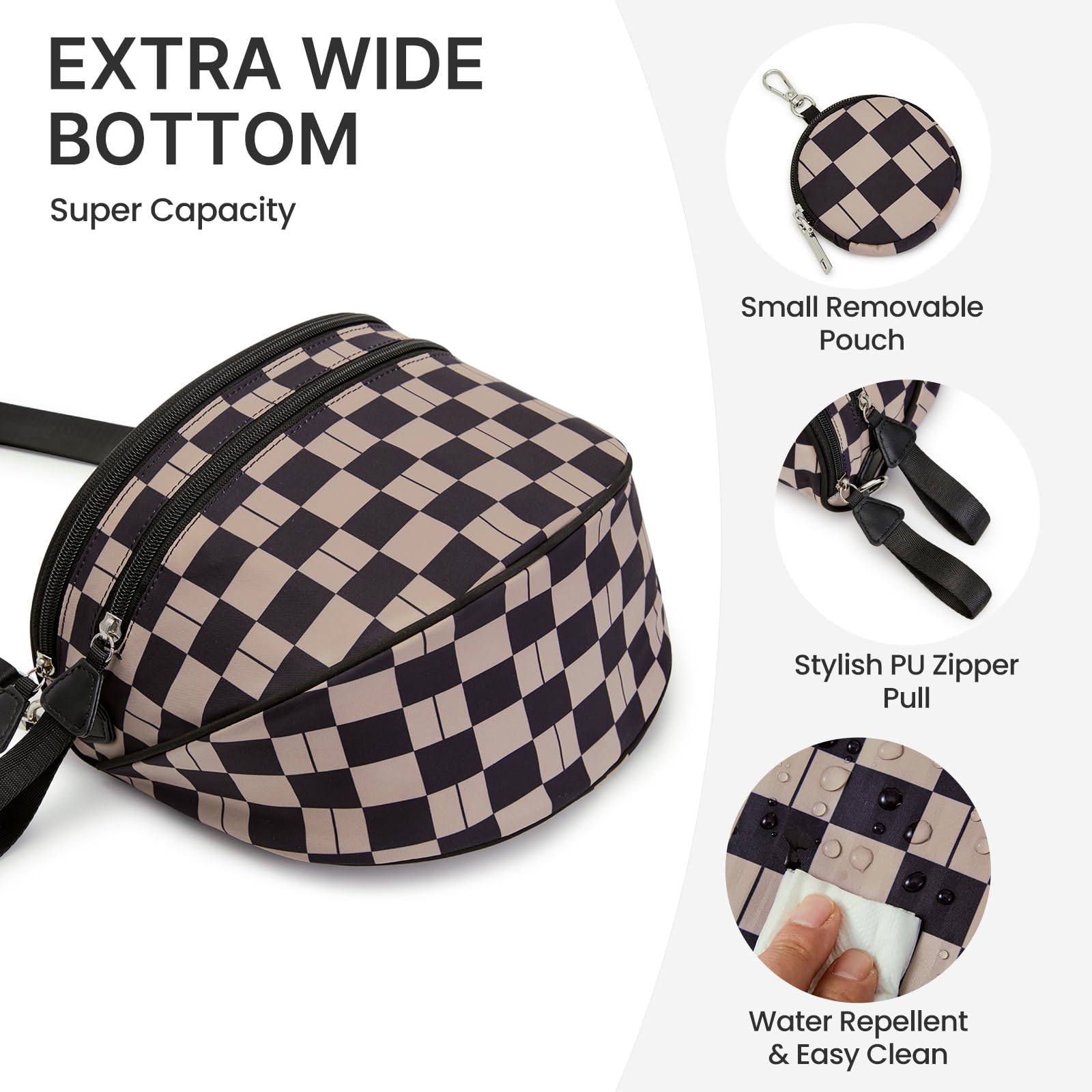 G4Free - G4Free Checkered Crossbody Bum Bag with Removable Pouch Lightweight -TN26B628A-TN26B628B-TN26B628C-TN26B628D-TN26B628E