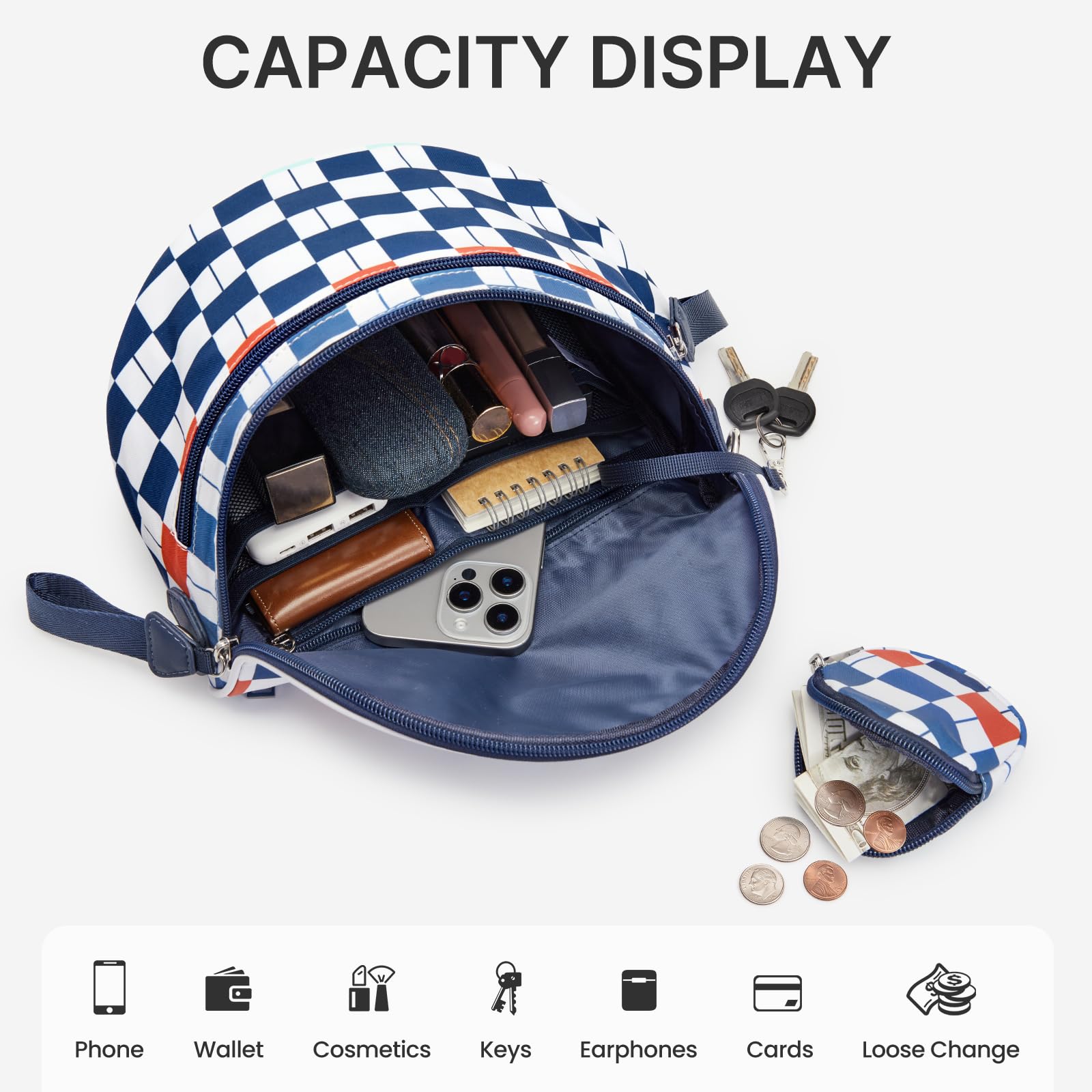 G4Free - G4Free Checkered Crossbody Bum Bag with Removable Pouch Lightweight -TN26B628A-TN26B628B-TN26B628C-TN26B628D-TN26B628E