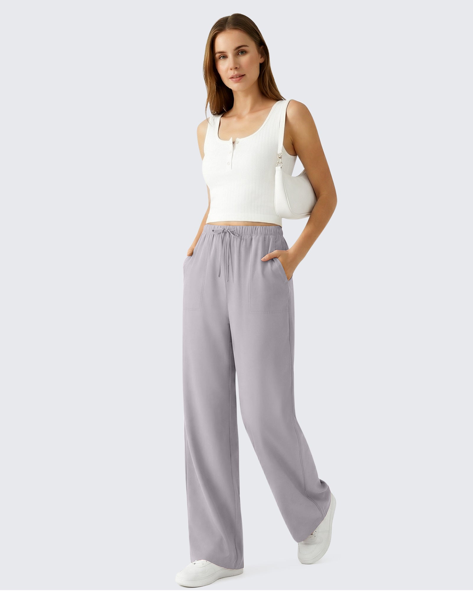 G4Free - G4Free Chillwhisp Drawstring Wide Leg Pants -GF26J874A001A-S-GF26J874A001B-M-GF26J874A001C-L-GF26J874A001D-XL-GF26J874A001E-XXL