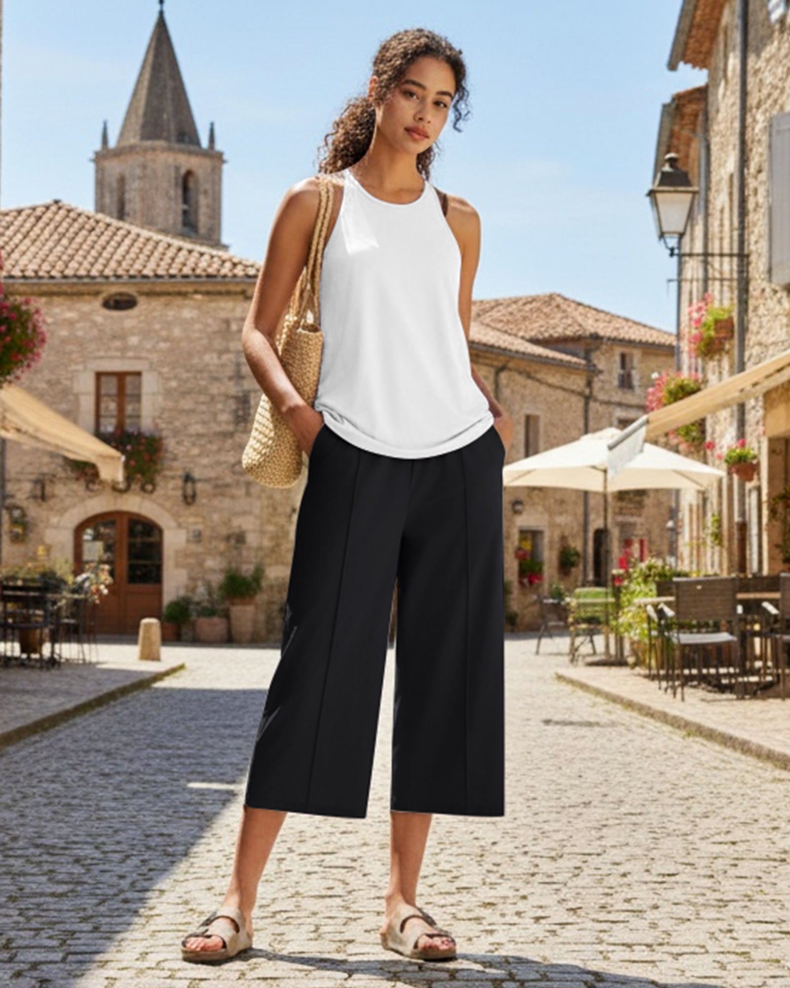 G4Free - G4Free Chillwhisp Lightweight Wide Leg Capris -GF26J900A001A-S-GF26J900A001B-M-GF26J900A001C-L-GF26J900A001D-XL-GF26J900A001E-XXL