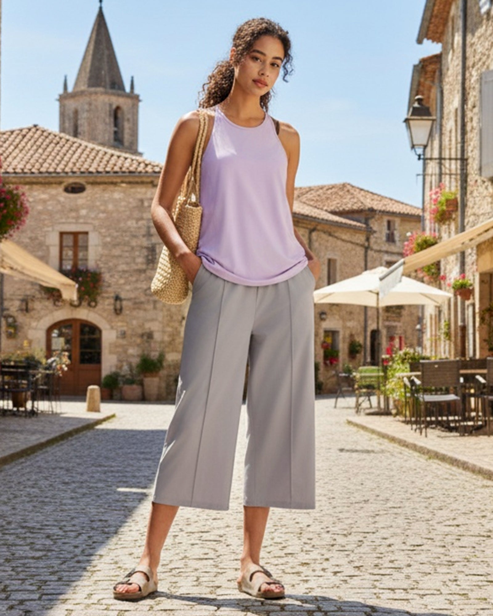 G4Free - G4Free Chillwhisp Lightweight Wide Leg Capris -GF26J900A001A-S-GF26J900A001B-M-GF26J900A001C-L-GF26J900A001D-XL-GF26J900A001E-XXL