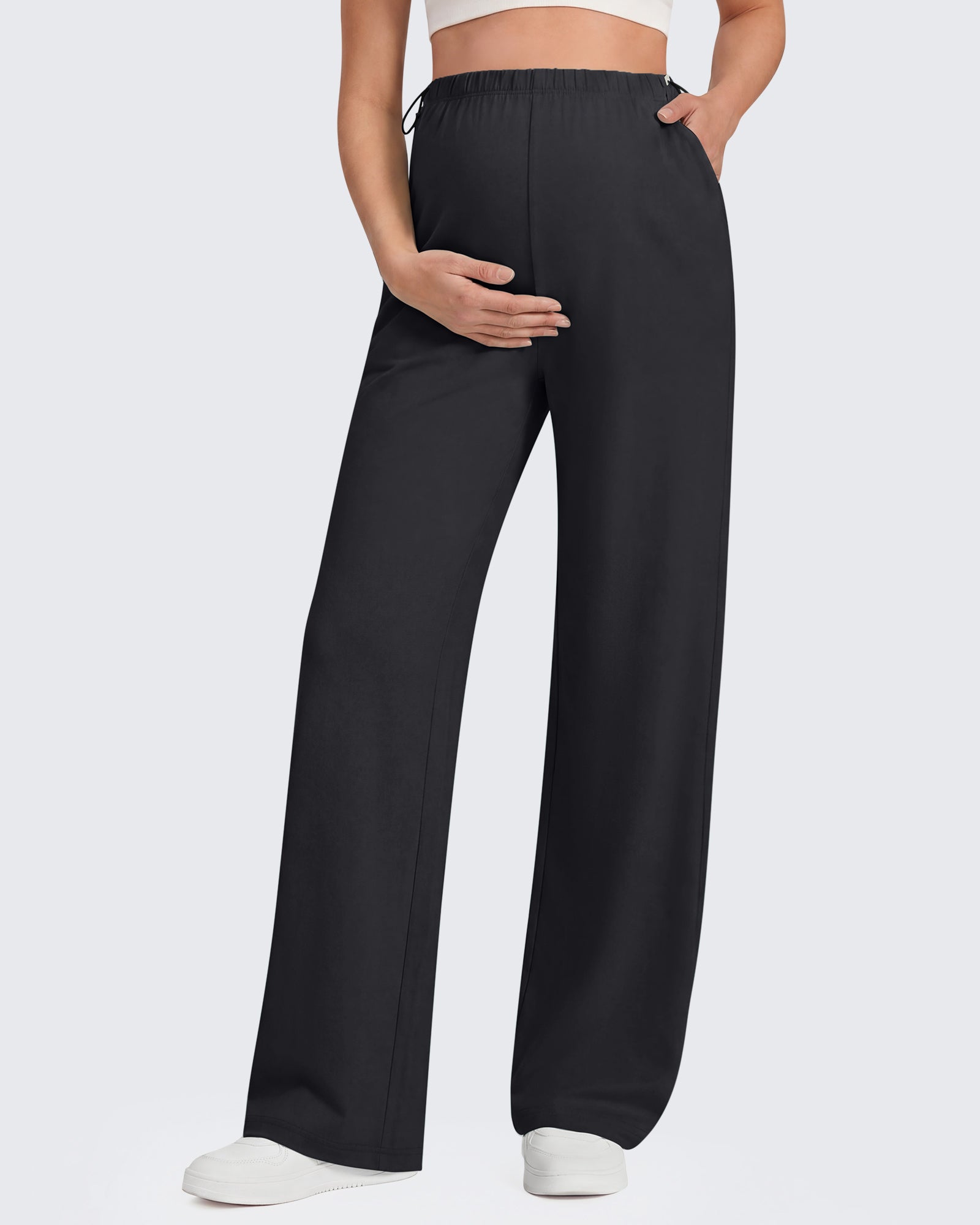 G4Free - G4Free Chillwhisp Maternity Wide Leg Pants – Adjustable Waist -GF26JY1021A001A-S-GF26JY1021A001B-M-GF26JY1021A001C-L-GF26JY1021A001D-XL-GF26JY1021A001E-XXL