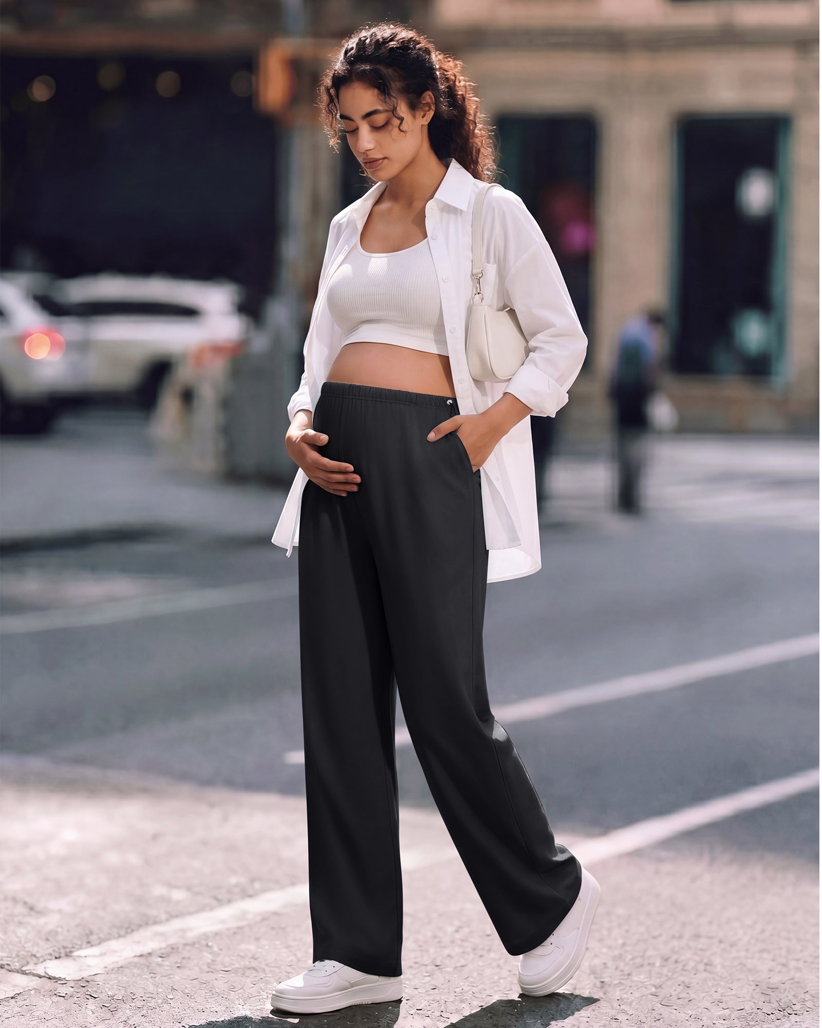 G4Free - G4Free Chillwhisp Maternity Wide Leg Pants – Adjustable Waist -GF26JY1021A001A-S-GF26JY1021A001B-M-GF26JY1021A001C-L-GF26JY1021A001D-XL-GF26JY1021A001E-XXL