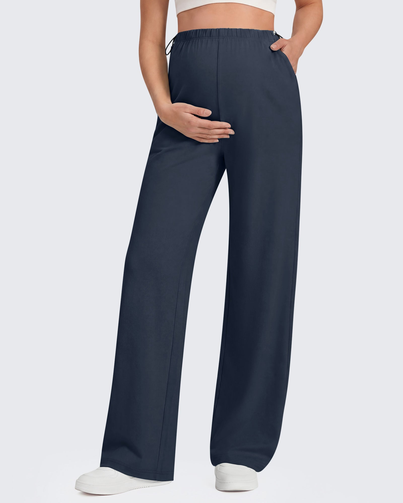 G4Free - G4Free Chillwhisp Maternity Wide Leg Pants – Adjustable Waist -GF26JY1021A001A-S-GF26JY1021A001B-M-GF26JY1021A001C-L-GF26JY1021A001D-XL-GF26JY1021A001E-XXL
