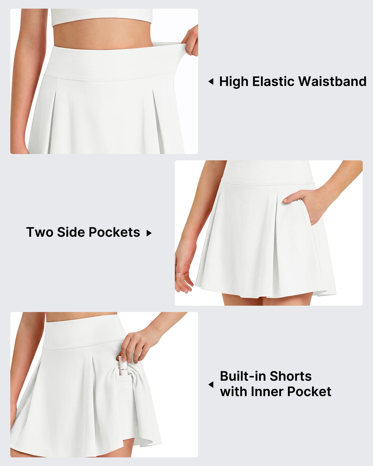 G4Free - G4Free Chillwhisp Pleated Tennis Skirt for Girls – High Waisted Skort with 4 Pockets -GF26HG946A001A-S-GF26HG946A001B-M-GF26HG946A001C-L-GF26HG946A001D-XL-GF26HG946A001E-XXL