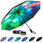 G4Free - G4Free Eco Fiberglass Frame Double Canopy Reflective Strip Auto Folding Umbrella -TN24A423A-TN24A424B-TN24A424A-TN24A424C-TN24A423B