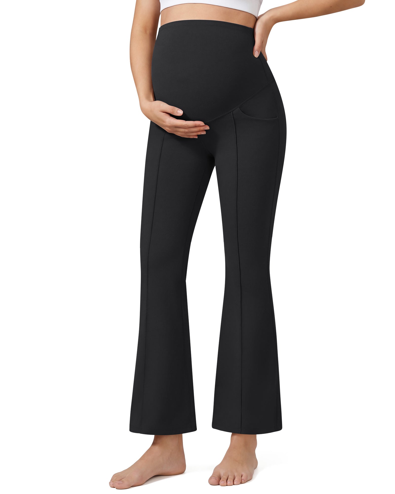 G4Free - G4Free EverGoing Maternity Flare Leggings with Pockets – Over the Belly 25'' -GF26AY1008A001A-S-GF26AY1008A001B-M-GF26AY1008A001C-L-GF26AY1008A001D-XL-GF26AY1008A001E-XXL