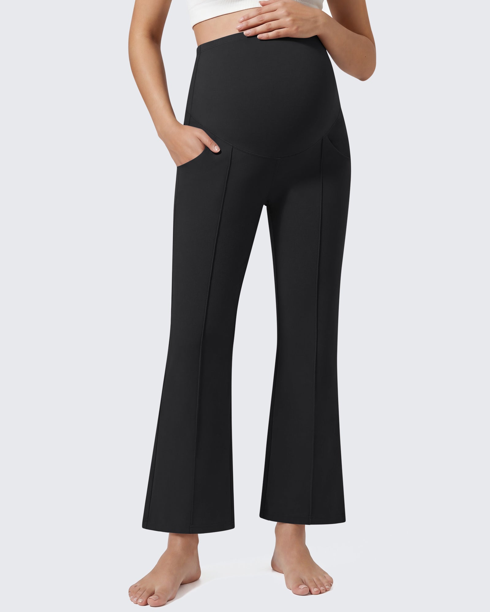 G4Free - G4Free EverGoing Maternity Flare Leggings with Pockets – Over the Belly 25'' -GF26AY1008A001A-S-GF26AY1008A001B-M-GF26AY1008A001C-L-GF26AY1008A001D-XL-GF26AY1008A001E-XXL