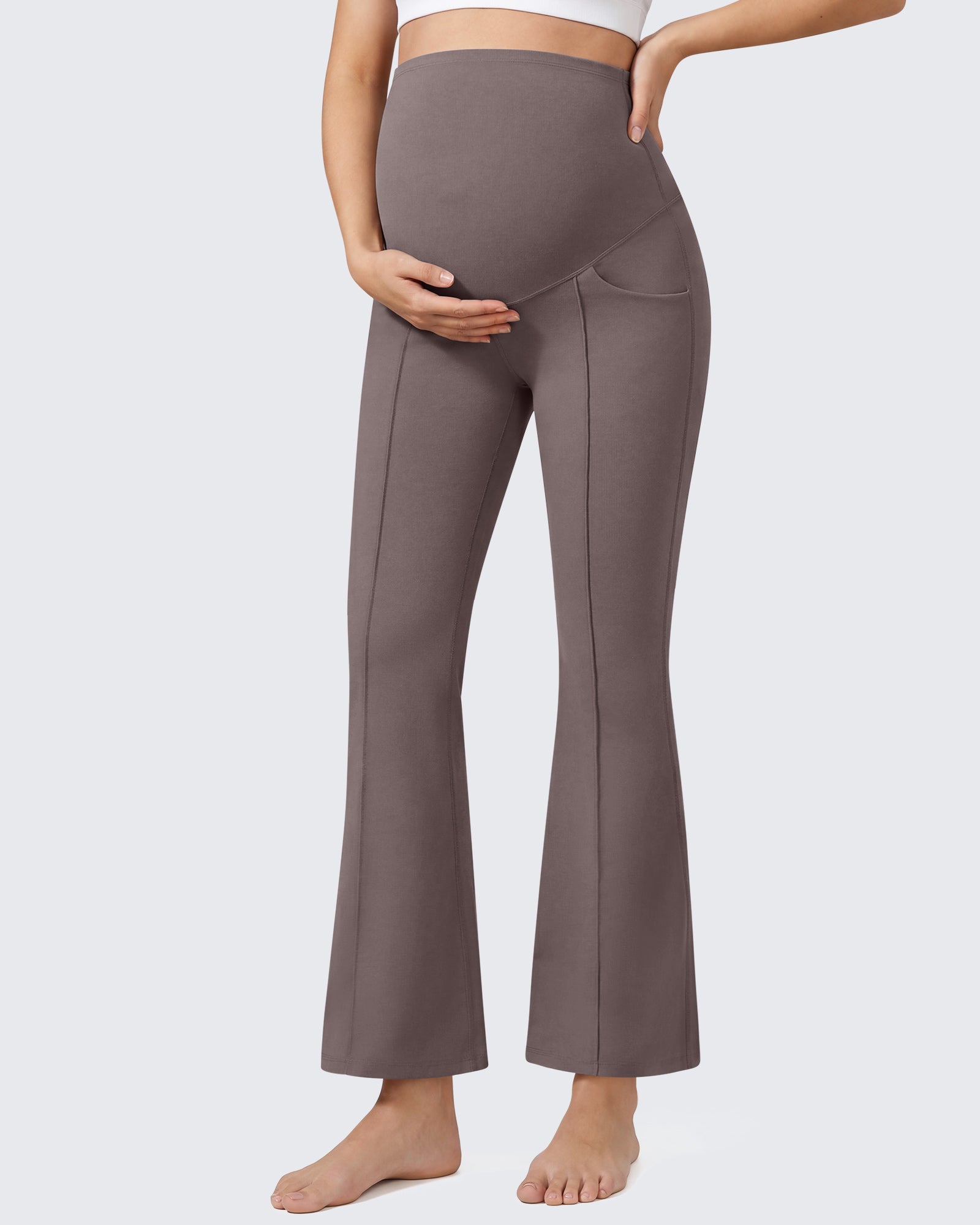 G4Free - G4Free EverGoing Maternity Flare Leggings with Pockets – Over the Belly 25'' -GF26AY1008A001A-S-GF26AY1008A001B-M-GF26AY1008A001C-L-GF26AY1008A001D-XL-GF26AY1008A001E-XXL